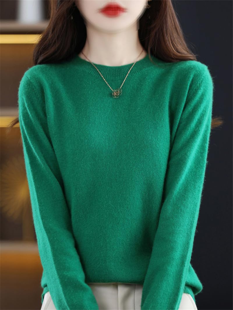 Dninmim Pulls Tricotés en Laine pour Femmes Pull en Cachemire Haut Col en O Pull Pull
