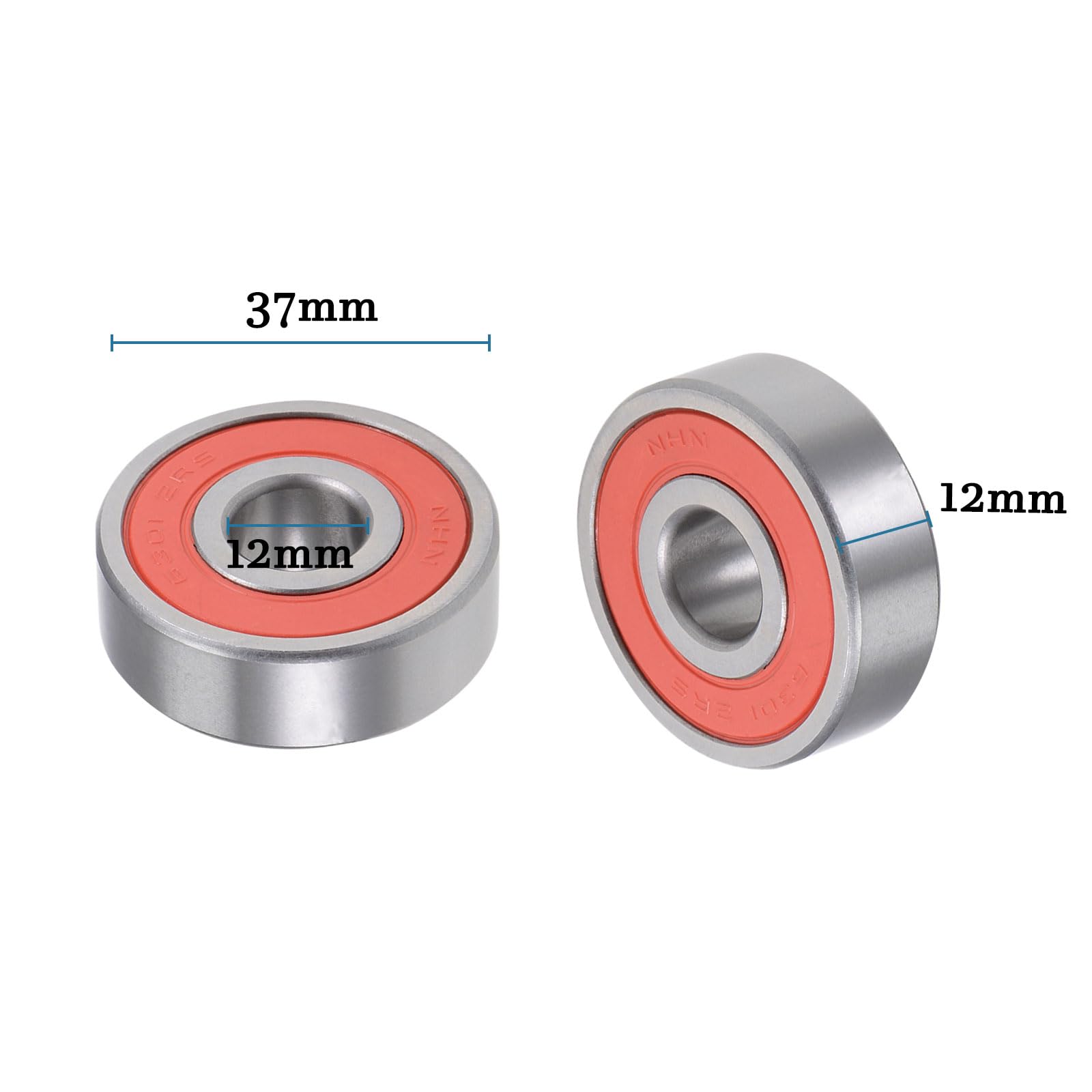 NUZAMAS 6301-2RS Lot De 10 Roulements à Billes 12 X 37 X 12 Mm Roulement à Rainure Haute Vitesse En Acier Au Carbone à Double Blindage Pour équipement De Fitness à Moteur