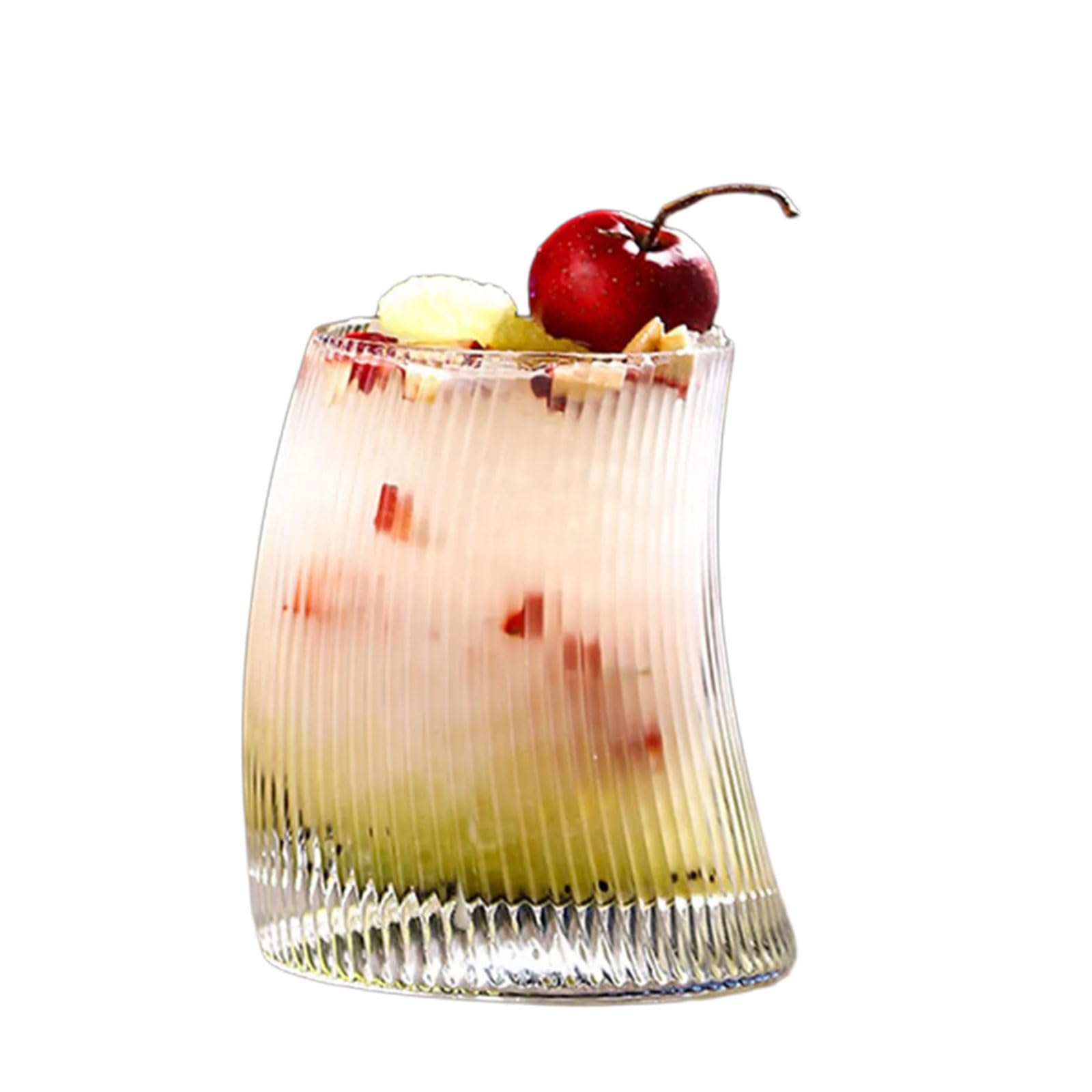 Buxuaaaa Stylish Curved Design Glass Cup Enhances Beverage Enjoyment Clear Ribbed Drinkware Glassware for Family and Coffee Lover Glassware