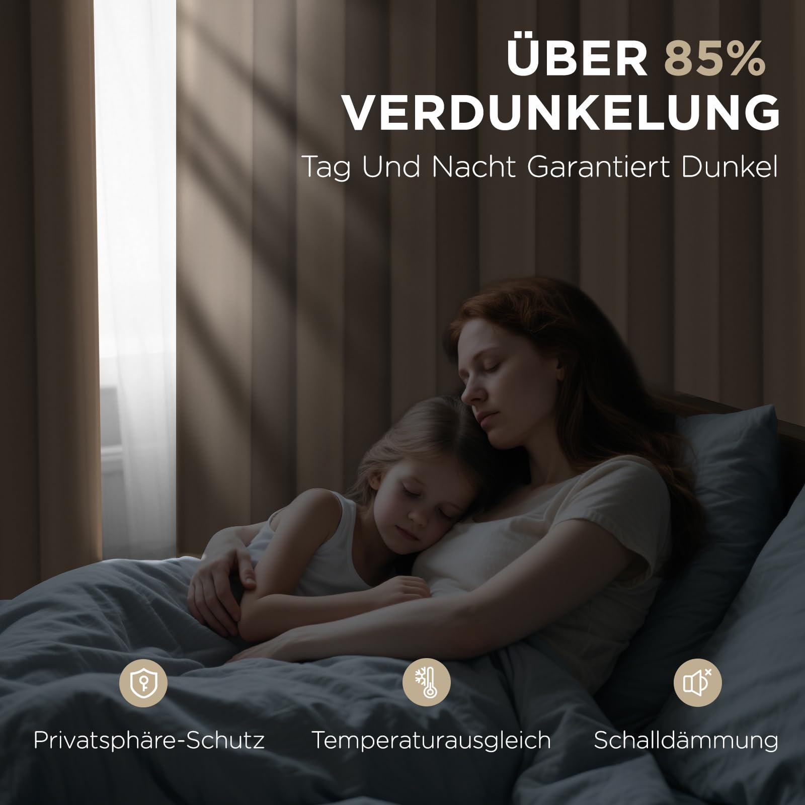 Joydeco Verdunkelungsvorhänge Cappuccino mit Ösen 2er Set H 137 x B 117 cm – Bild 2