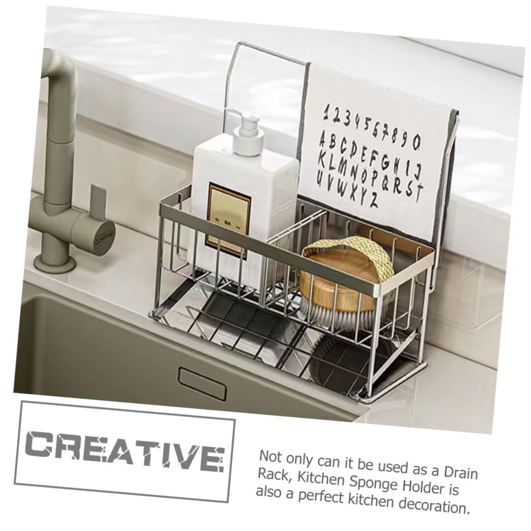 SHINEOFI Soporte para Esponjas de Cocina de Acero Inoxidable Escurridor Multifuncional para Paños y Utensilios de Limpieza Estante Compacto para Encimera Accesorio Práctico para