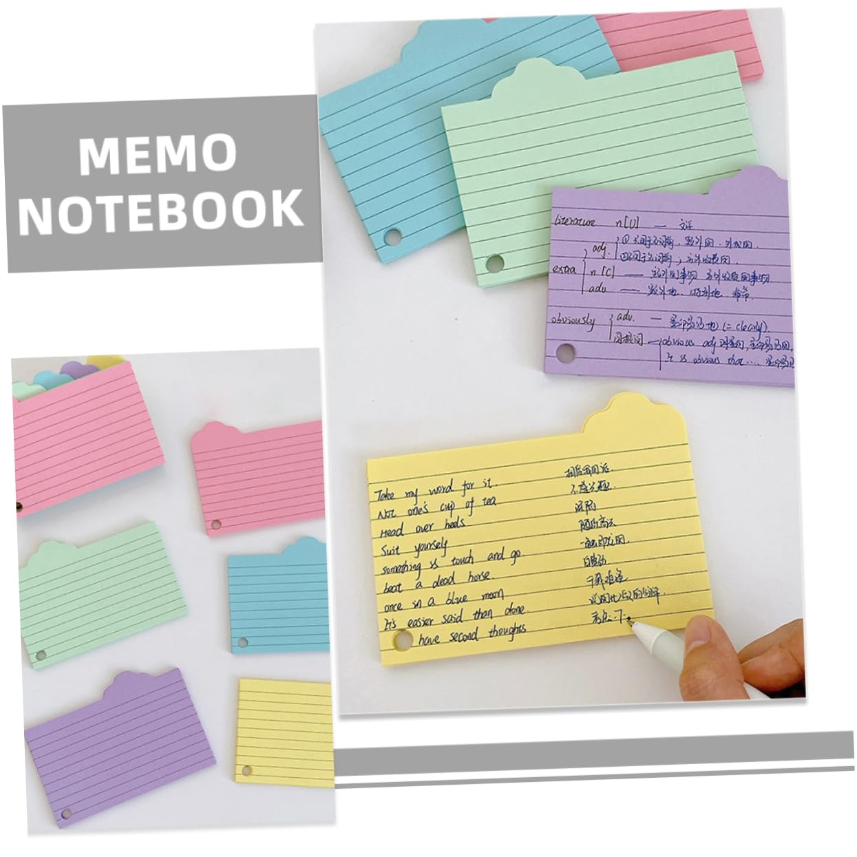 Angoily 5 Sätze Vokabelheft Aus Notizpapier Mit Klebrig Farbig Wolke Material Karteikarten Zum Lernen Meeting-notizbücher Notepad Aufnehmen Beachten Sie Pads Memo -pads 125 Blätter * 5