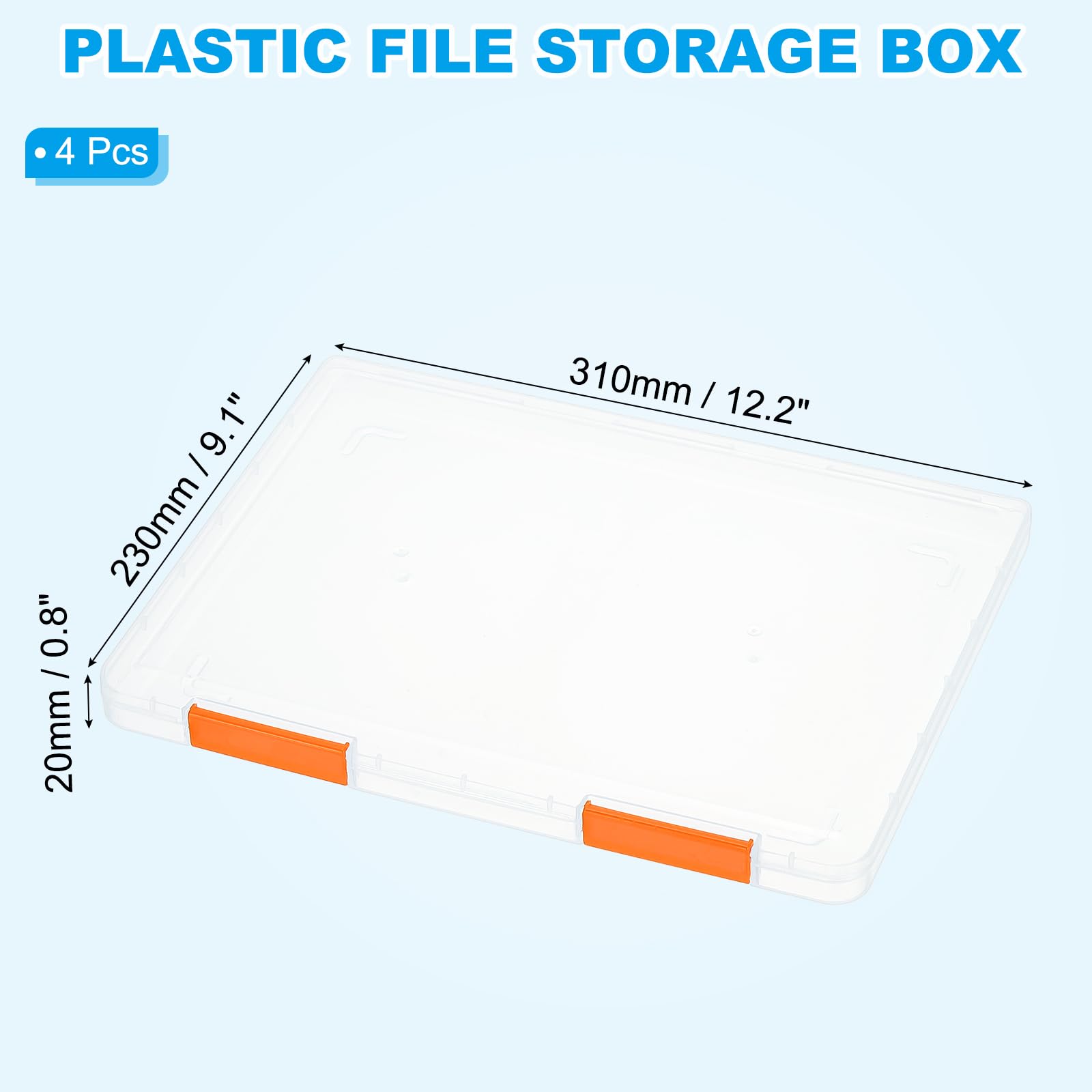 PATIKIL Clear A4 File Portable Project Case with Buckle Plastic Storage Box for 8.5" x 11" Letter Paper Scrapbook Paper Storage Case - Image 2