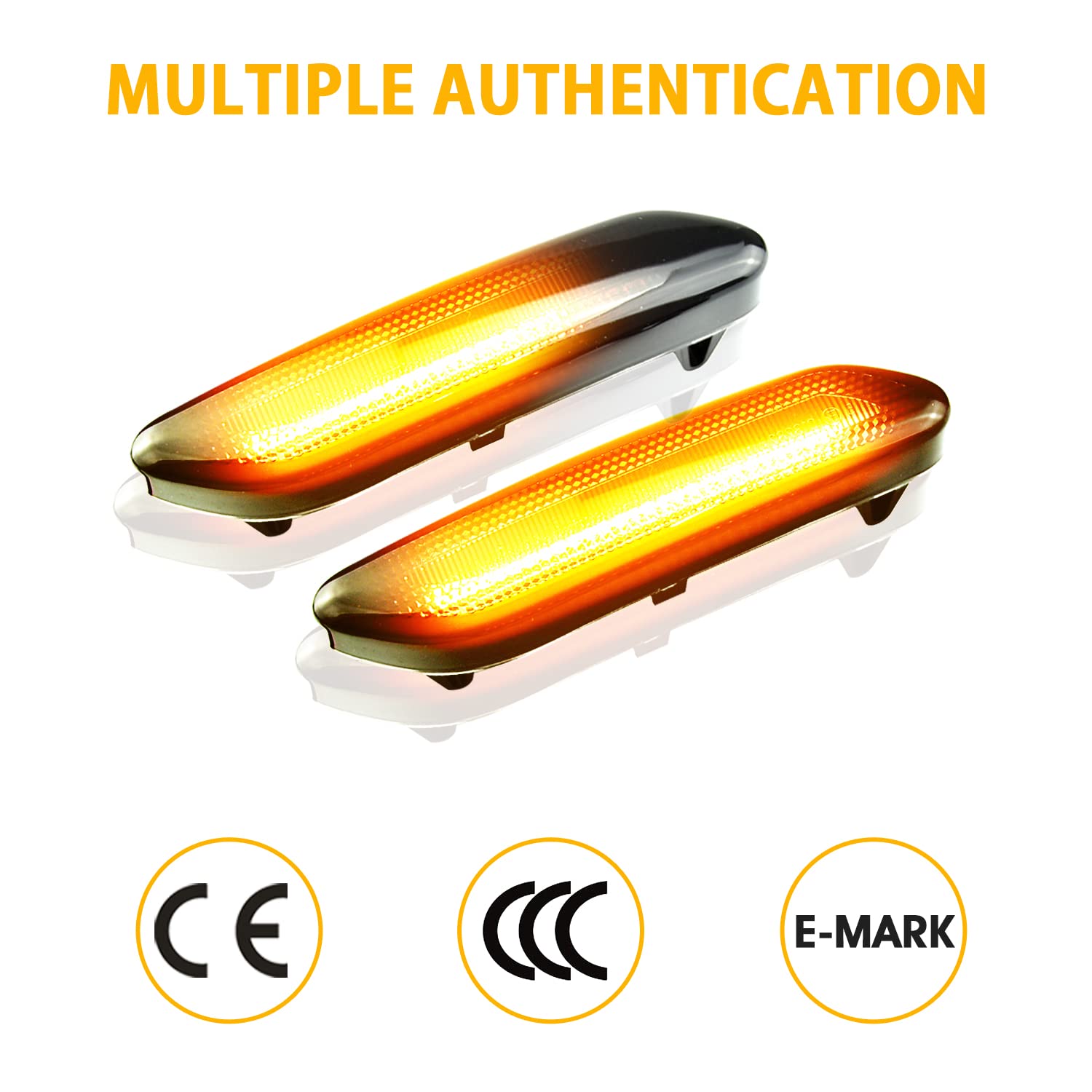 Auto Boczne kierunkowskazy LED, Canbus CE E4 dynamiczne światła boczne do samochodu, żółte bursztynowe super jasne światła pozycyjne z bocznym repeaterem kompatybilne z Mini Cooper R60 R61, 2