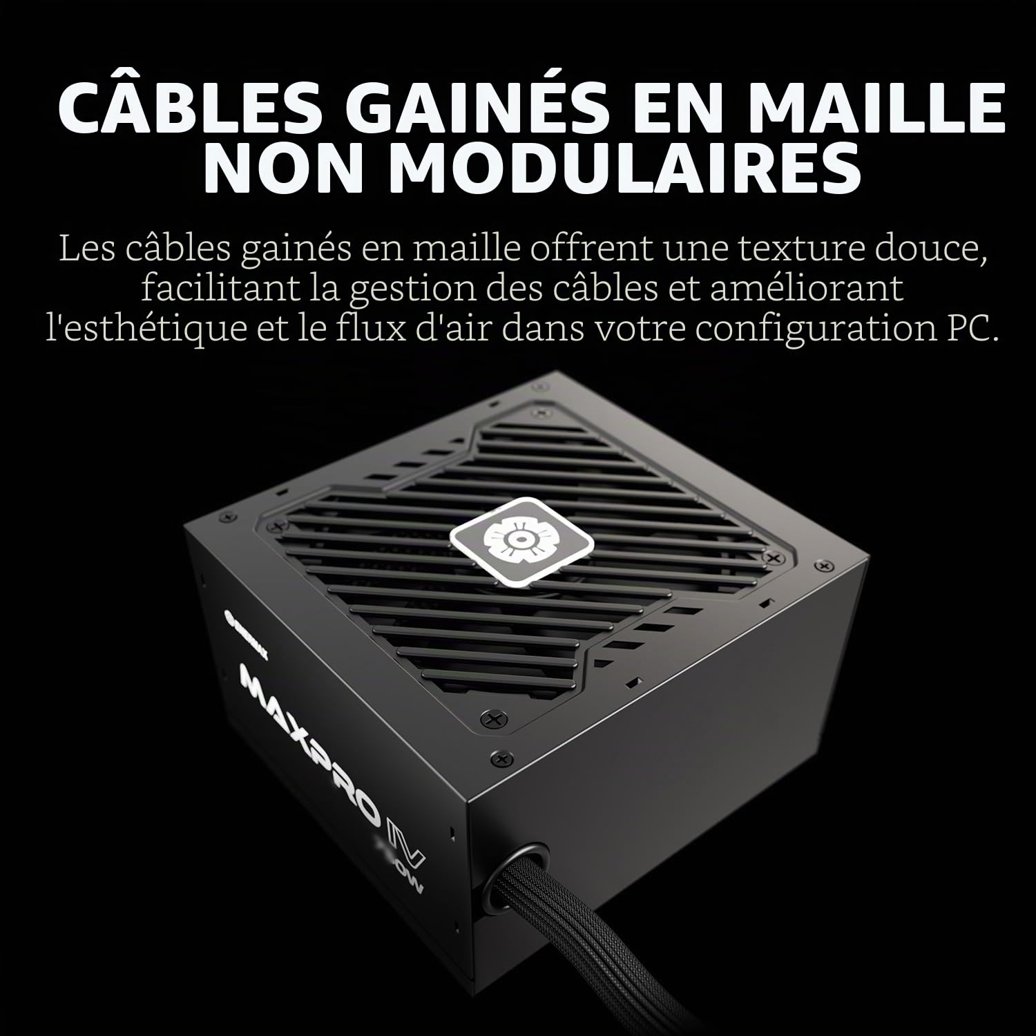 ENERMAX MAXPRO IV 750 W Bloc d'alimentation ATX Gaming Non modulaire avec câble en Maille individuelle 80 Plus Ventilateur Silencieux 120 mm Condensateur avec Circuit de Protection 5 Voies EMP750W