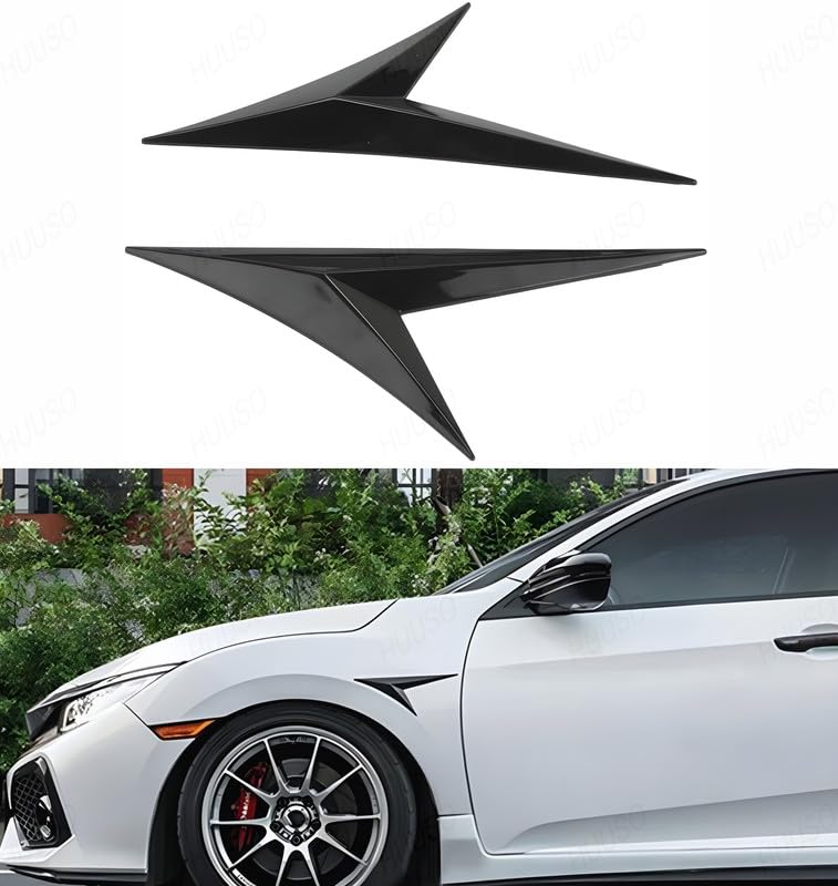 HUUSO 2Pcs Car Air Flow Vent Fender Trim T-2038 Black Car Styling Decorative Aero Decal Sticker Exterior Accessory Compatible with Maruti Suzuki Zen Estilo (Type-II) 2007-2009