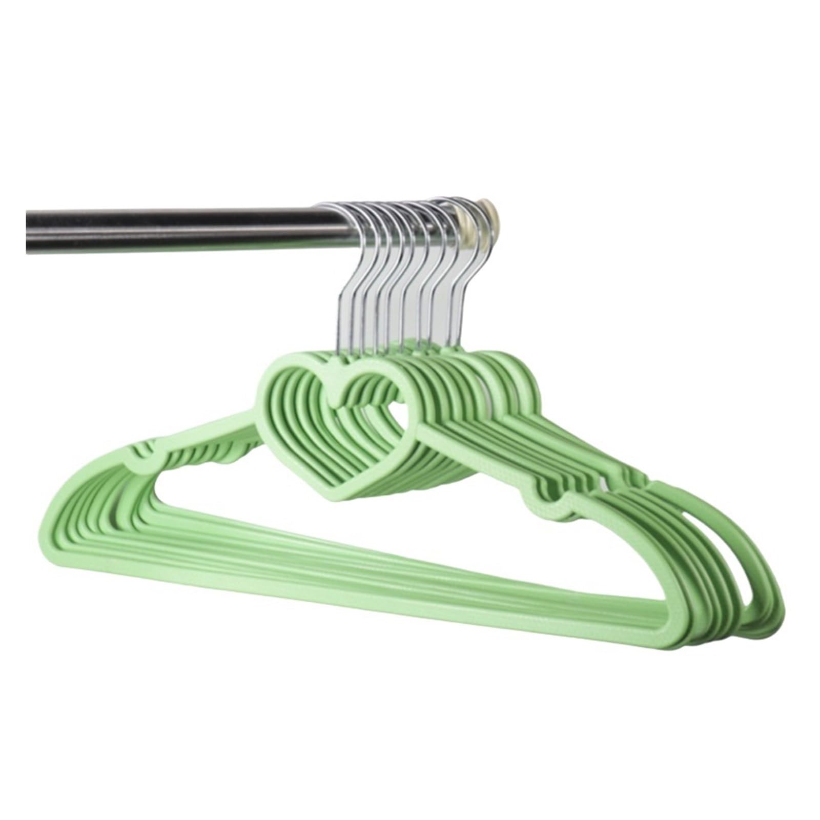Velvet Hangers 10PCS Clothes Hanger Heart Pattern Coat for Clothing Hanging Supplies(Green A)