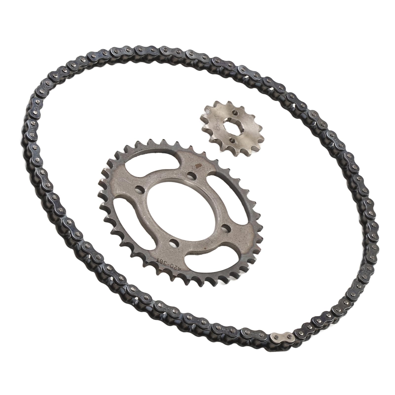 420 14T 36T Sostituzione Catena Dentata Anteriore 76 Maglie Catena in Acciaio Lega di Alluminio Set Ingranaggi per Scooter Elettrici ATV Motociclette Varie Potenze Garantire