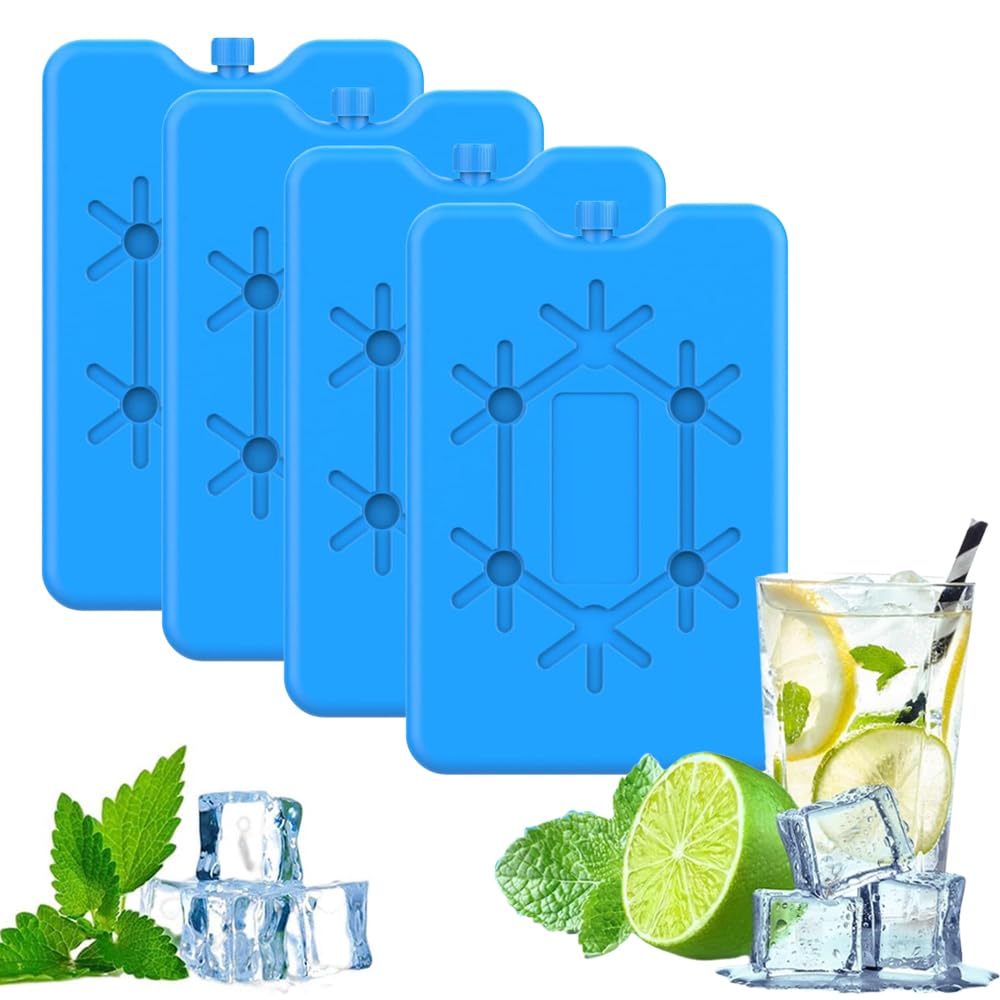 Goodern 4PCS Ice Packs for Lunch Box,Reusable Ultra Thin Freezer Packs Long Lasting for Coolers to Keep Food Fresh and Drinks Chill Lightweight Easy Carrying Cooler Bag for Work Picnic or Camping