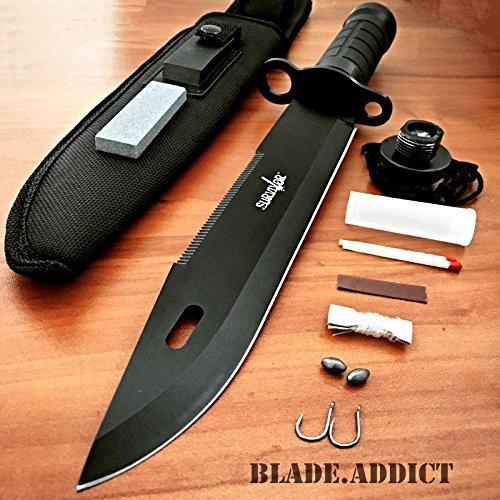 Buy MOON KNIVES 15" Hunting Rambo Fixed Blade Machete Bowie w/ Survival