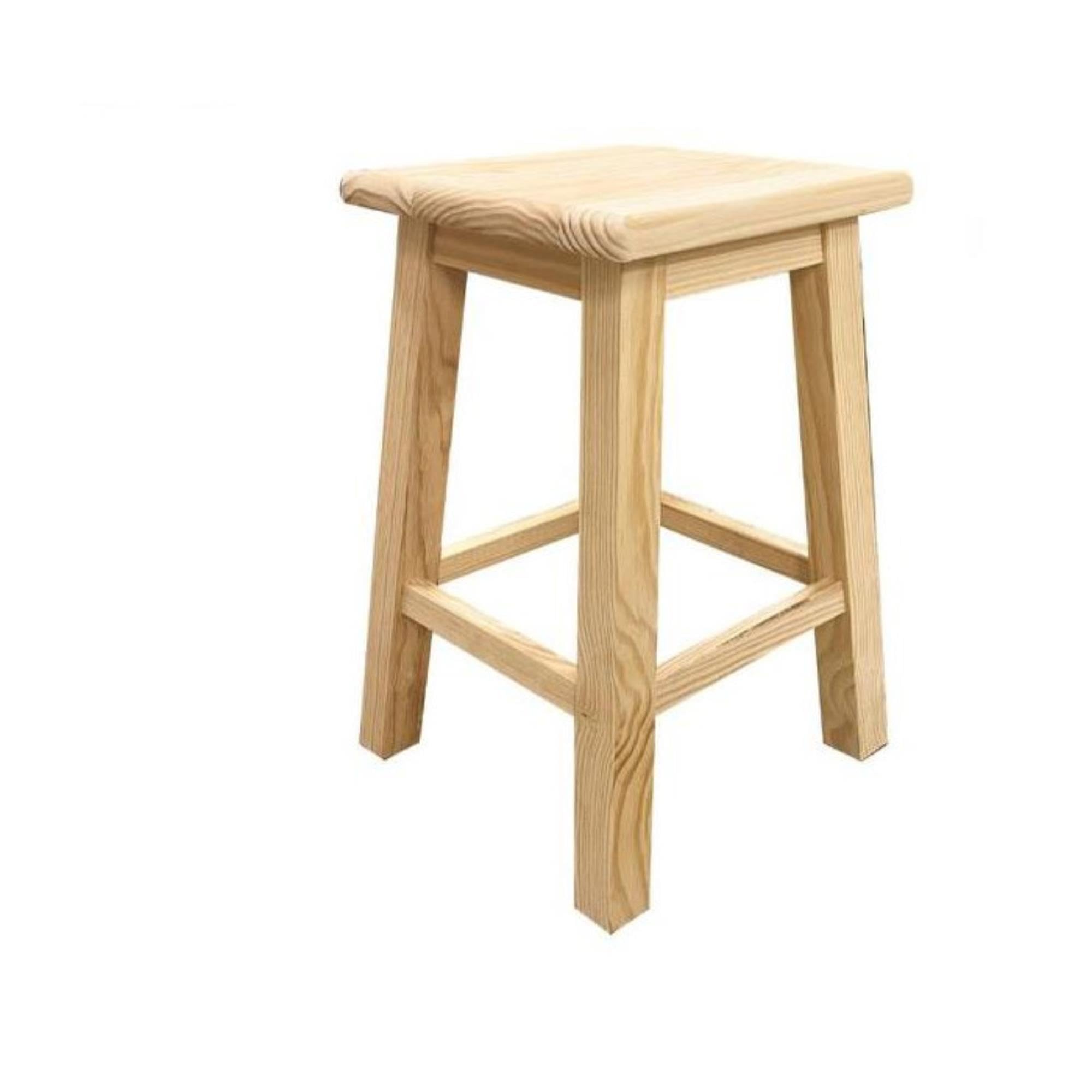 Tabouret carré en Bois Massif de Couleur Naturelle 31 x 31 x 50 cm