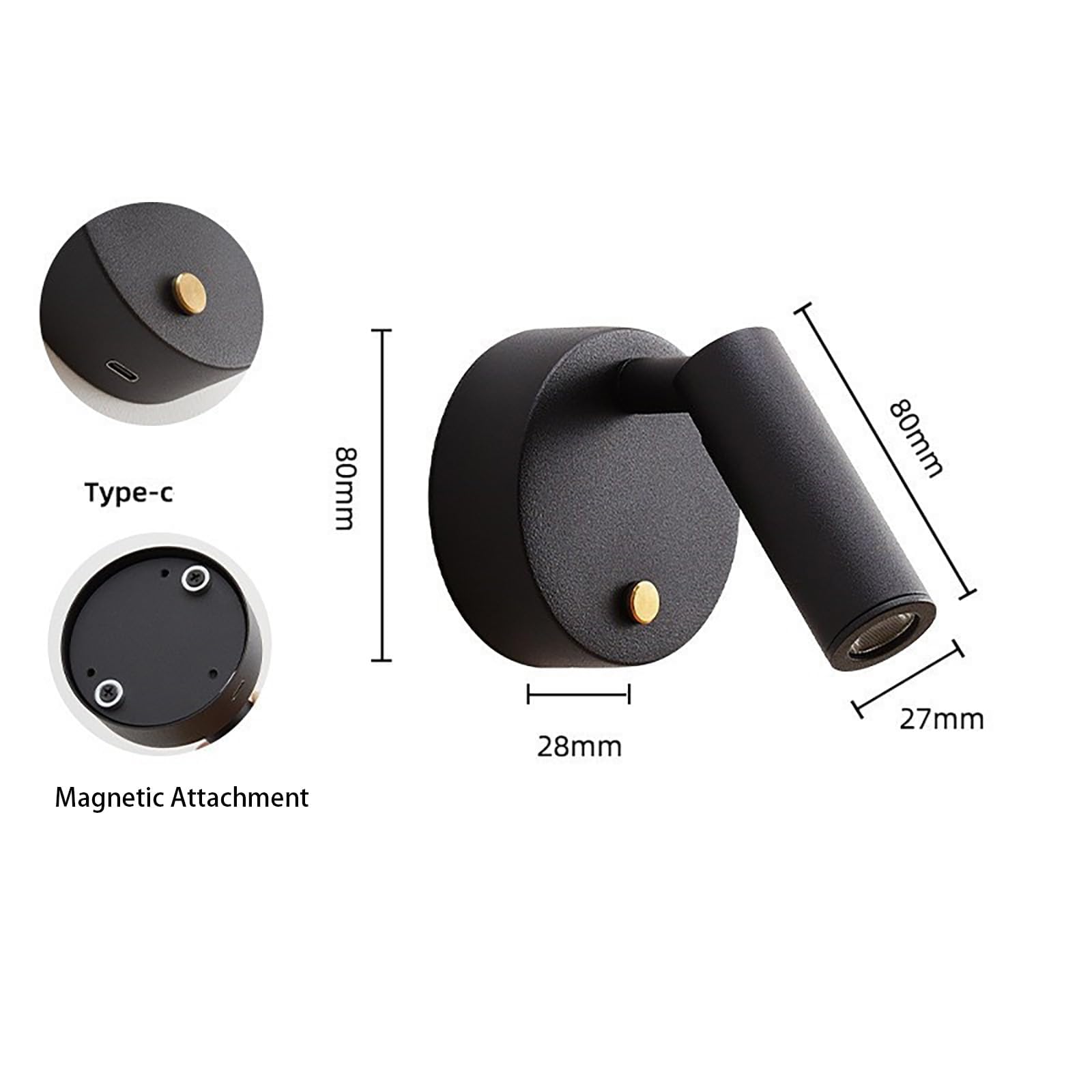 Aplique de Pared LED, Foco de Pared LED, lámpara de Lectura con Interruptor táctil, Aplique de Pared Interior Adecuado para cocinas, Salas de Estar, dormitorios, pasillos (2 paquet