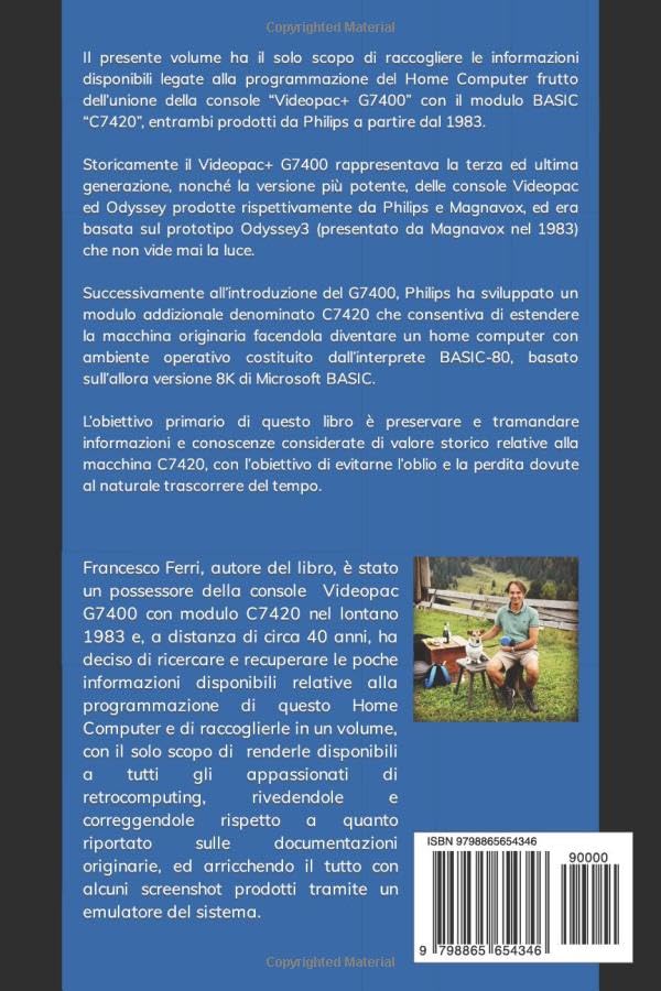 Back cover of the Philips Videopac C7420 Programming Manual showing ISBN and author