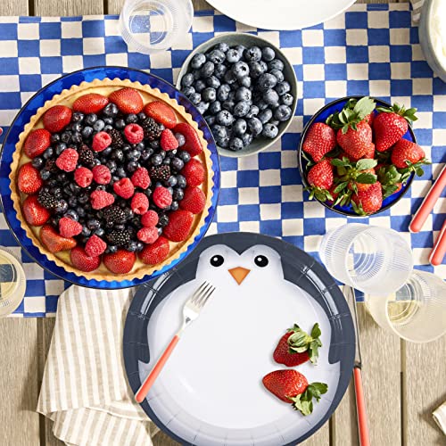 Disposable Round Paper Plates, Biodegradable Eco Friendly Material Picnic Birthday Party Dinnerware, 25 Counts, Penguin #TOP3