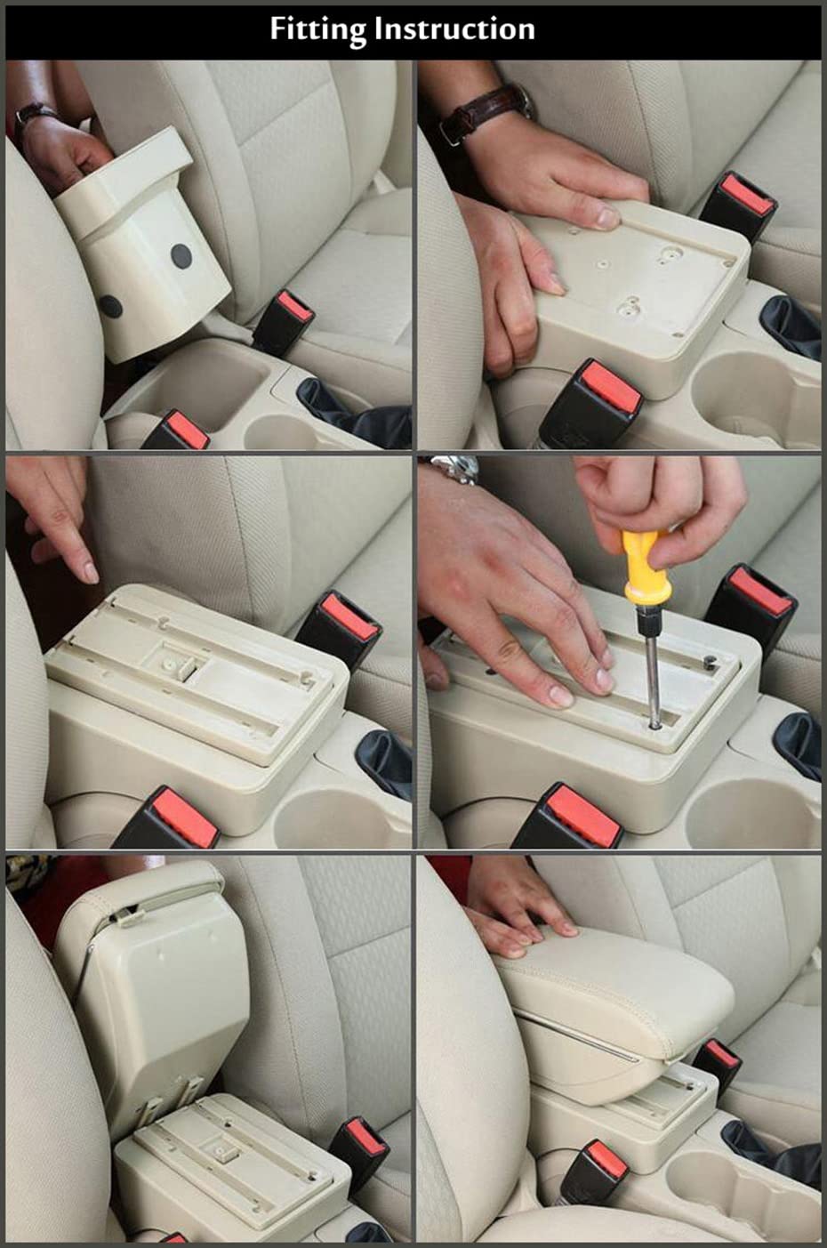 ZAPYVET Armlehne Für Toyota Yaris Vitz - Doppellagig, Mit Staufach, Roter Faden