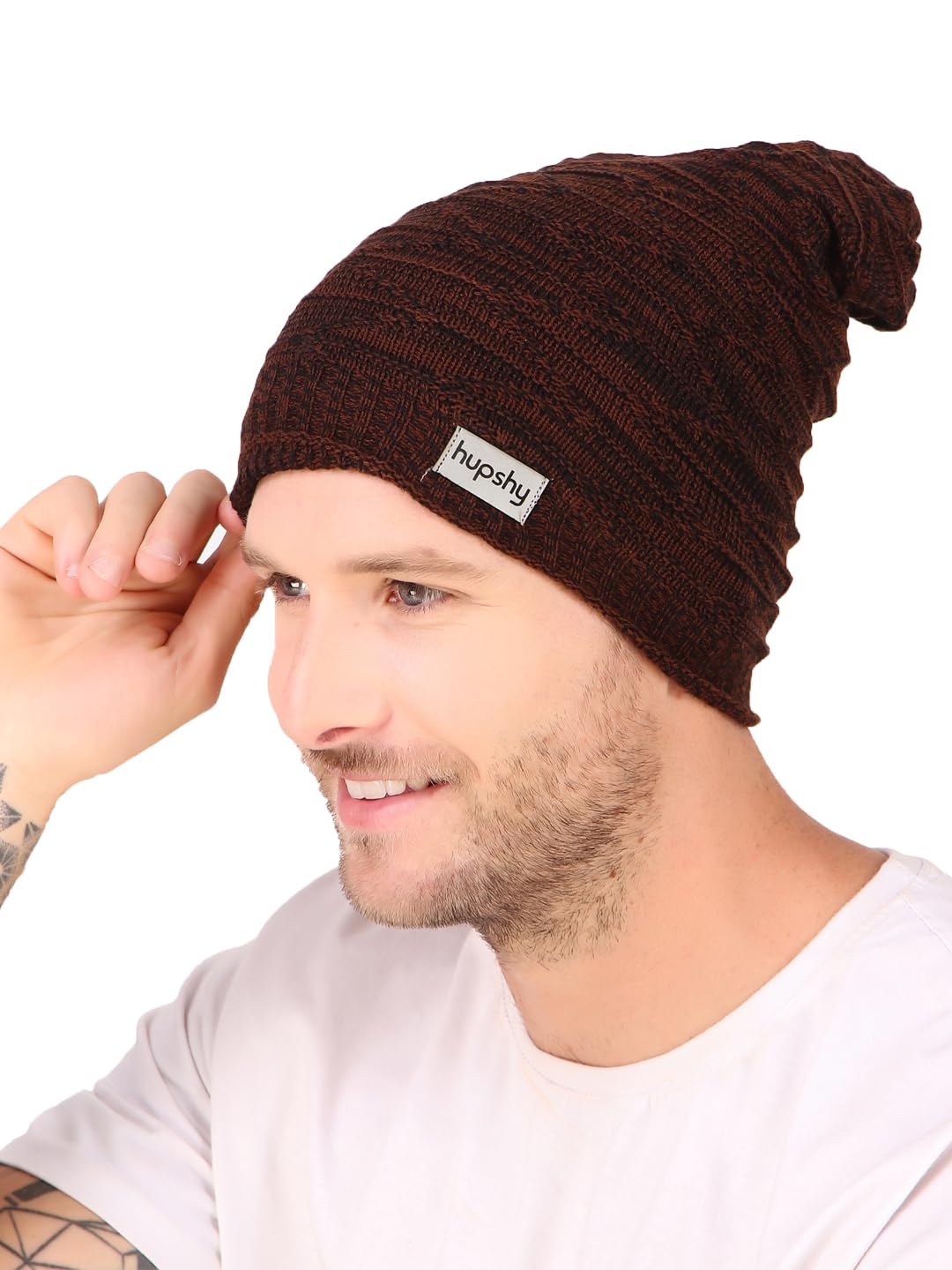 Hupshy Winter Woolen Beanie Cap for Men (Multicolor, Free Size) (Pack of 1)