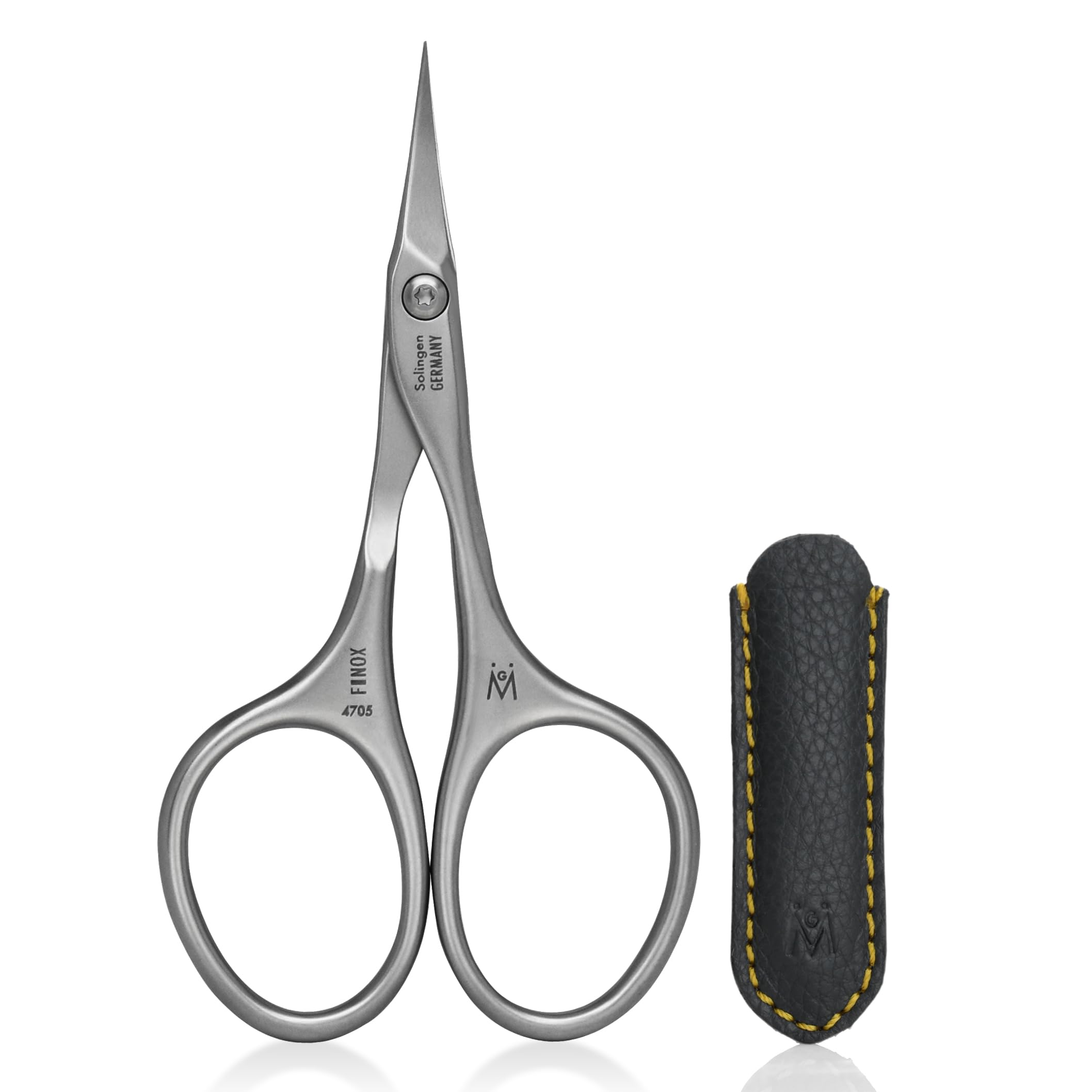 Tower Point Cuticle Scissors Grooming Scissors FINOX Stainless Steel Professional Nail Scissors in Leather Case -Ethically Made in Solingen Germany - 4705
