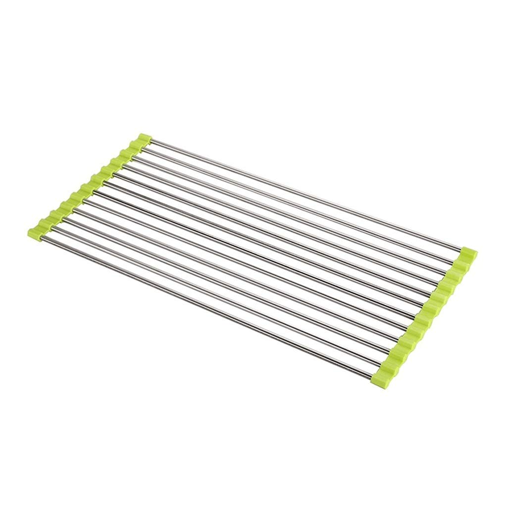 Escurridor de platos, escurridor de cocina enrollable sobre el fregadero, diseño plegable de acero inoxidable para un secado cómodo y ahorro de espacio, 37 x 23 cm para encimera de fregadero