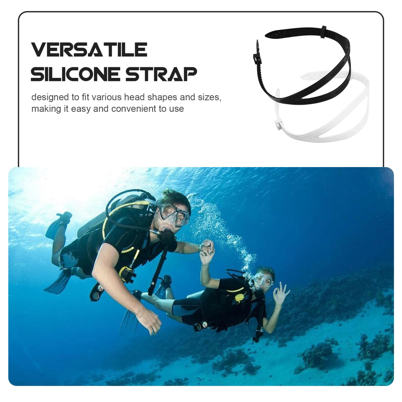 BESPORTBLE Mask Strap: 2Pcs Universal Silicone Replacement Mask Strap - Swimming Goggles Glasses Silicone Head Band Parts Accessories for Diving Swim Snorkeling