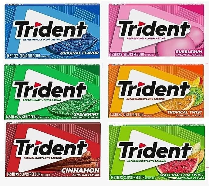 Tridant Long Lasting Sugar-Free Chewing Gum - Flavour Variety Pack (Pack Of 6) (Original, Bubble gum, Spermint, Tropical Twist, Cinnamon, Watermelon Twist) (B0DHQTN15M) Amazon Price History, Amazon Price Tracker