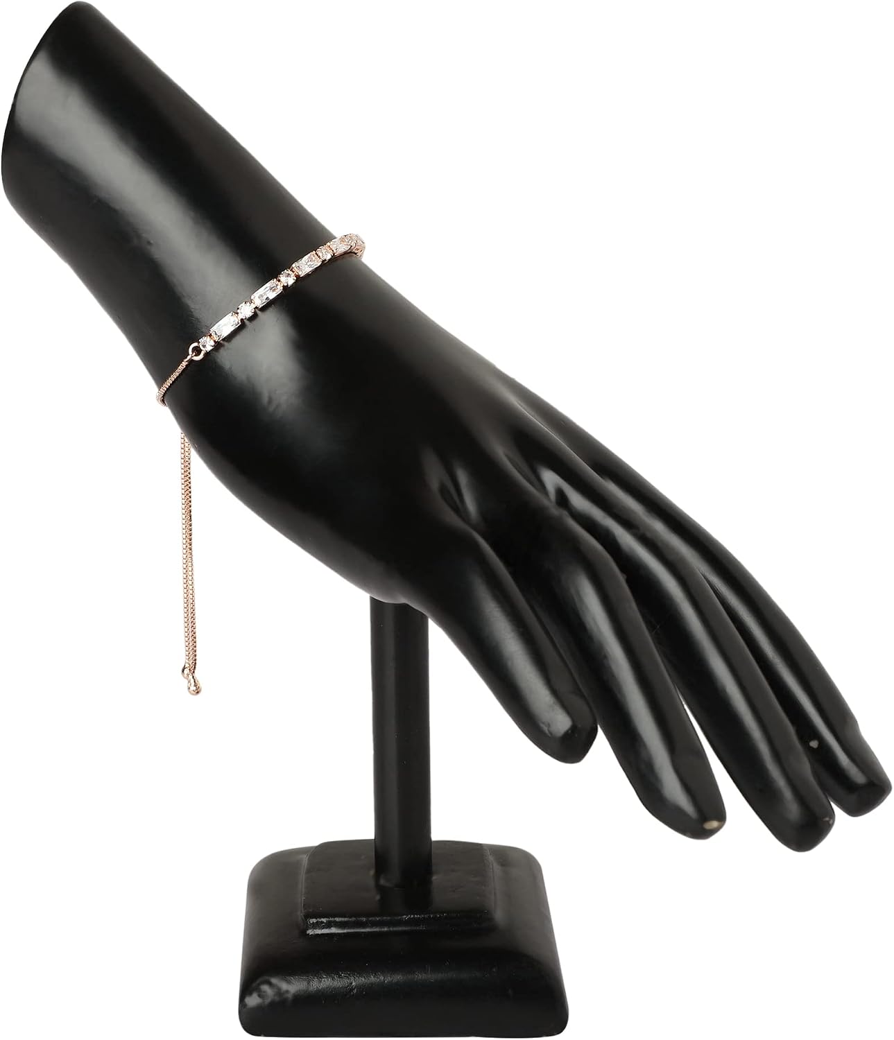 I Jewels Rose Gold Plated Cubic Zirconia Adjustable Bracelet Jewellery with Pull-Chain for Women (ADB161-68)