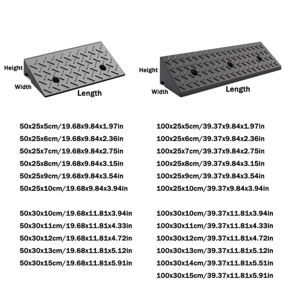 Rampe De Seuil De Garage 5cm 9cm 12cm 15cm Rampe De Trottoir en Caoutchouc Antidérapant, Rampe De Bordure pour Fauteuil Roulant, Allée, Véhicule(100x30x10cm/39.37x11.81x3.94in)