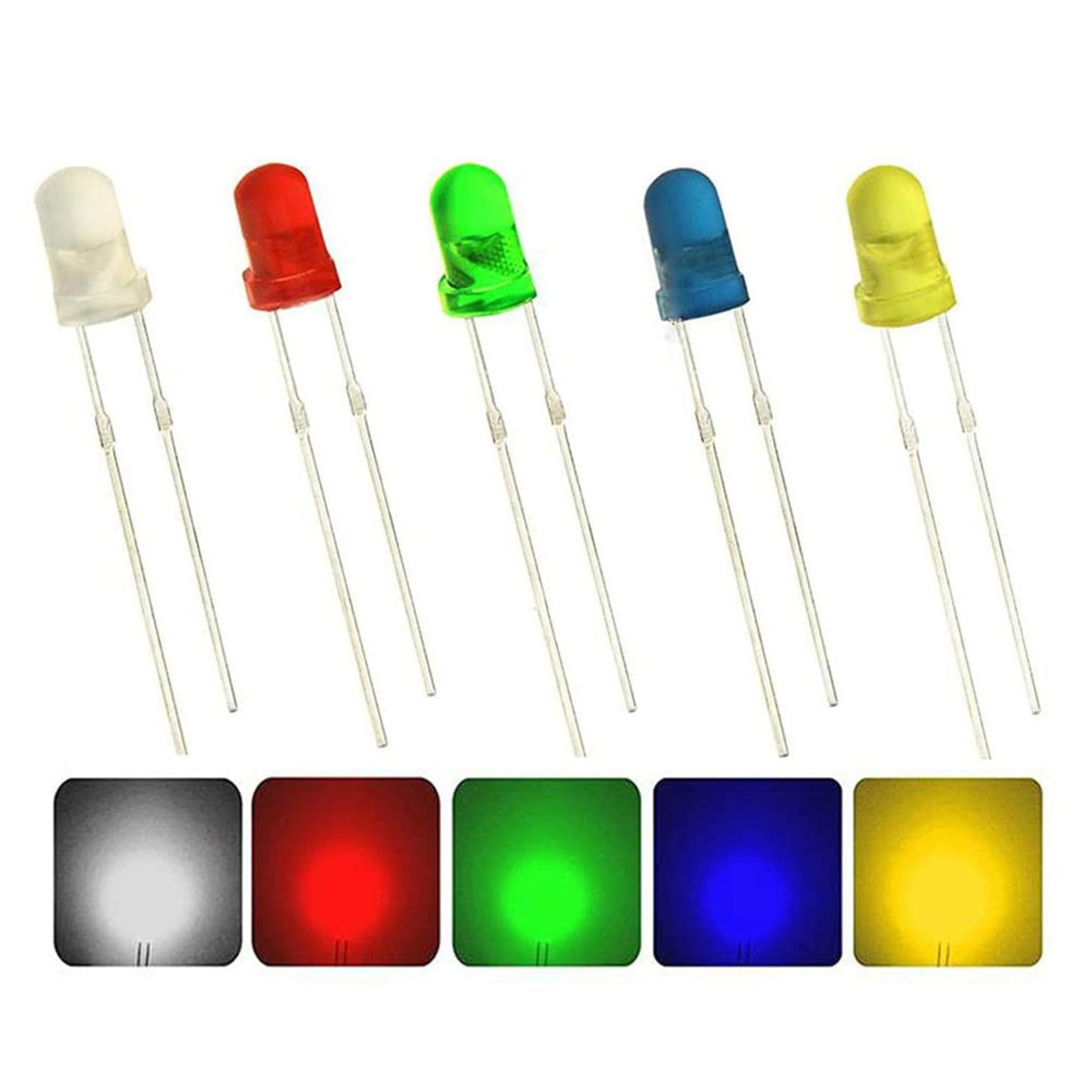 Lalitha 3mm LED Light Kit, Assorted Colors, White Yellow Red Green Blue, DIY Electronics Projects (Pack of 500) - Image 7 thumbnail