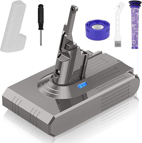 PASUKTER Batería para Dyson V8 Batería 6.0Ah 21.6V, compatible con Dyson V8 Animal Batería de repuesto, Batería SV10, Batería Absoluta V8, V8
