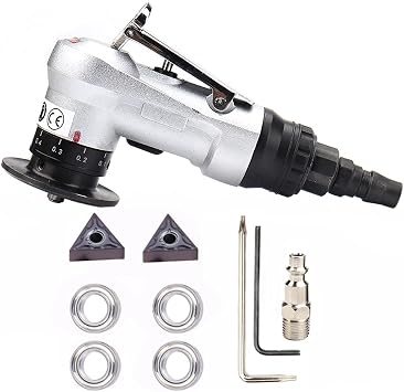 BAINUO Manual Pneumatic Chamfering Machine, Mini Portable Linear Chamfering Power Tools, 45 Degree Metal Trimming Arc Corner Deburring Kit Silver