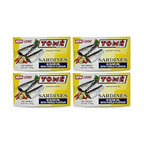 4 paquetes de sardinas Tomé (en aceite de oliva con sabor a pepinillo) 4.41 oz Ea