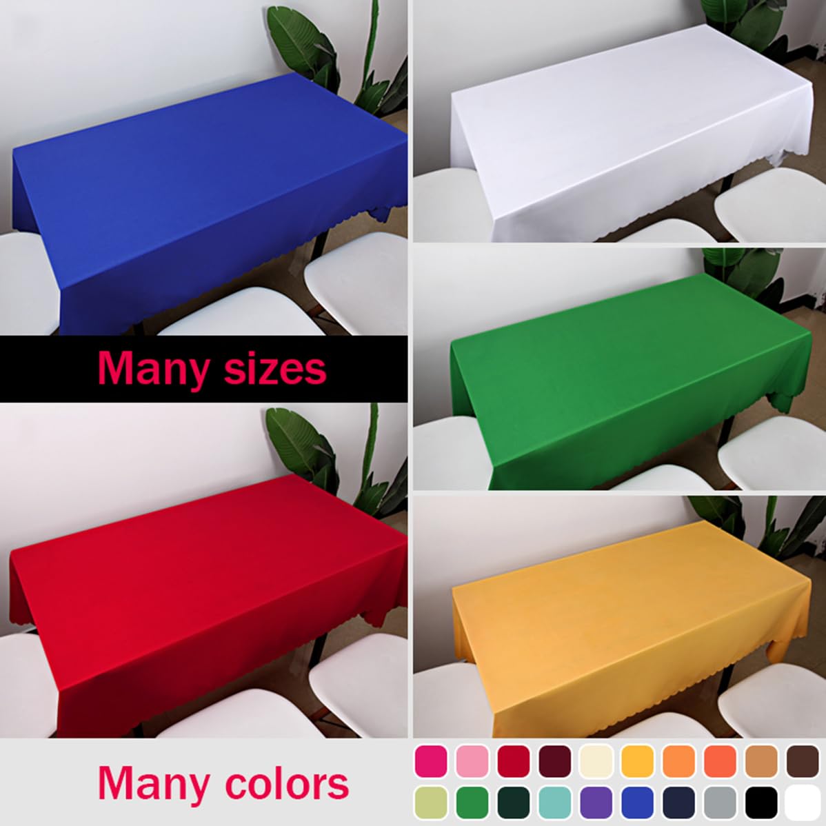 Mantel Rectangular de poliéster para decoración de Mesa para Bodas, Fiestas, Negocios y conferencias, Lavable a máquina, Rojo A 200 x 280 cm