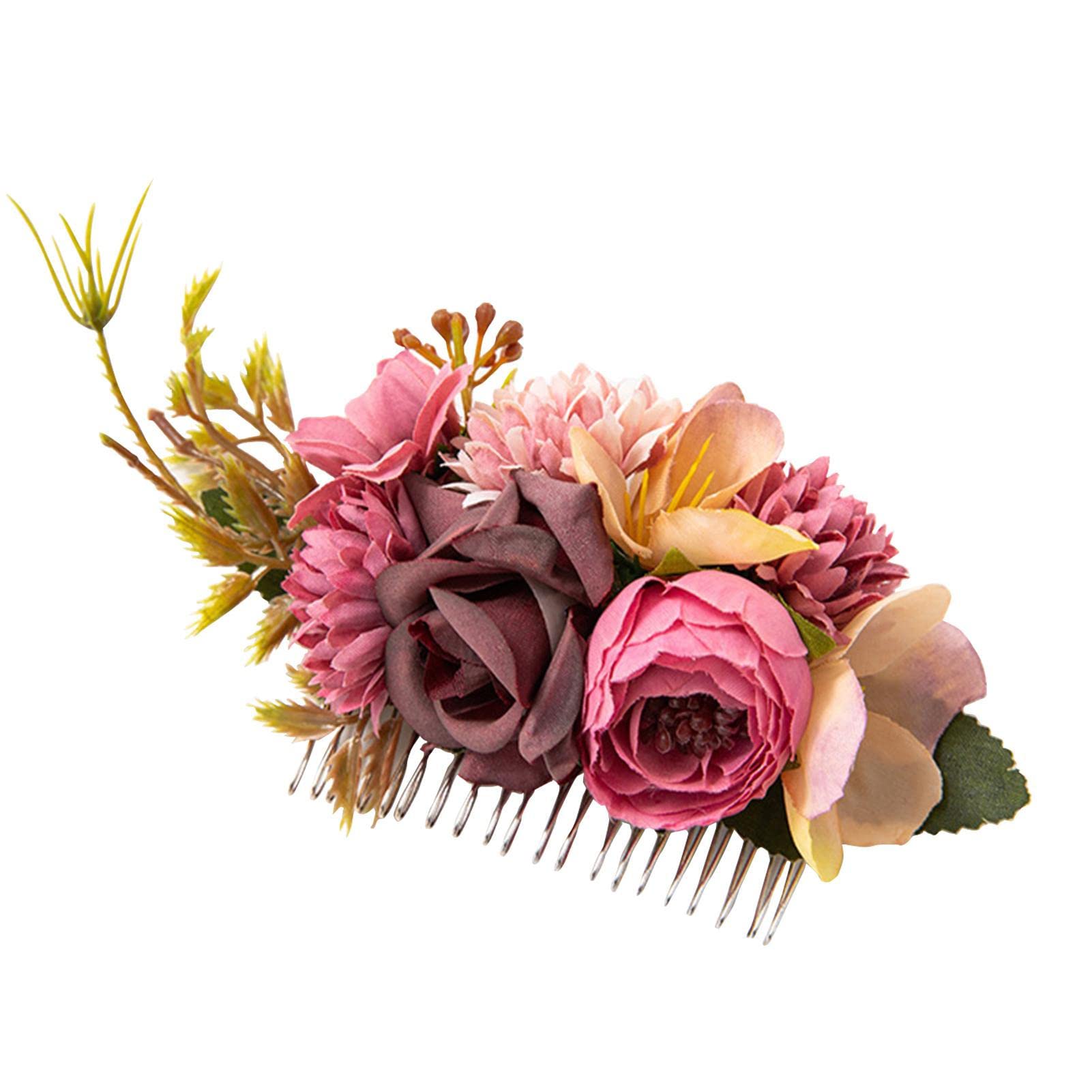 flores,Flores para el cabello la boda - Peineta para el pelo con diseño flores, sencilla montar, peineta Floral para novias, damas, boda, Festival, tocado Teksome