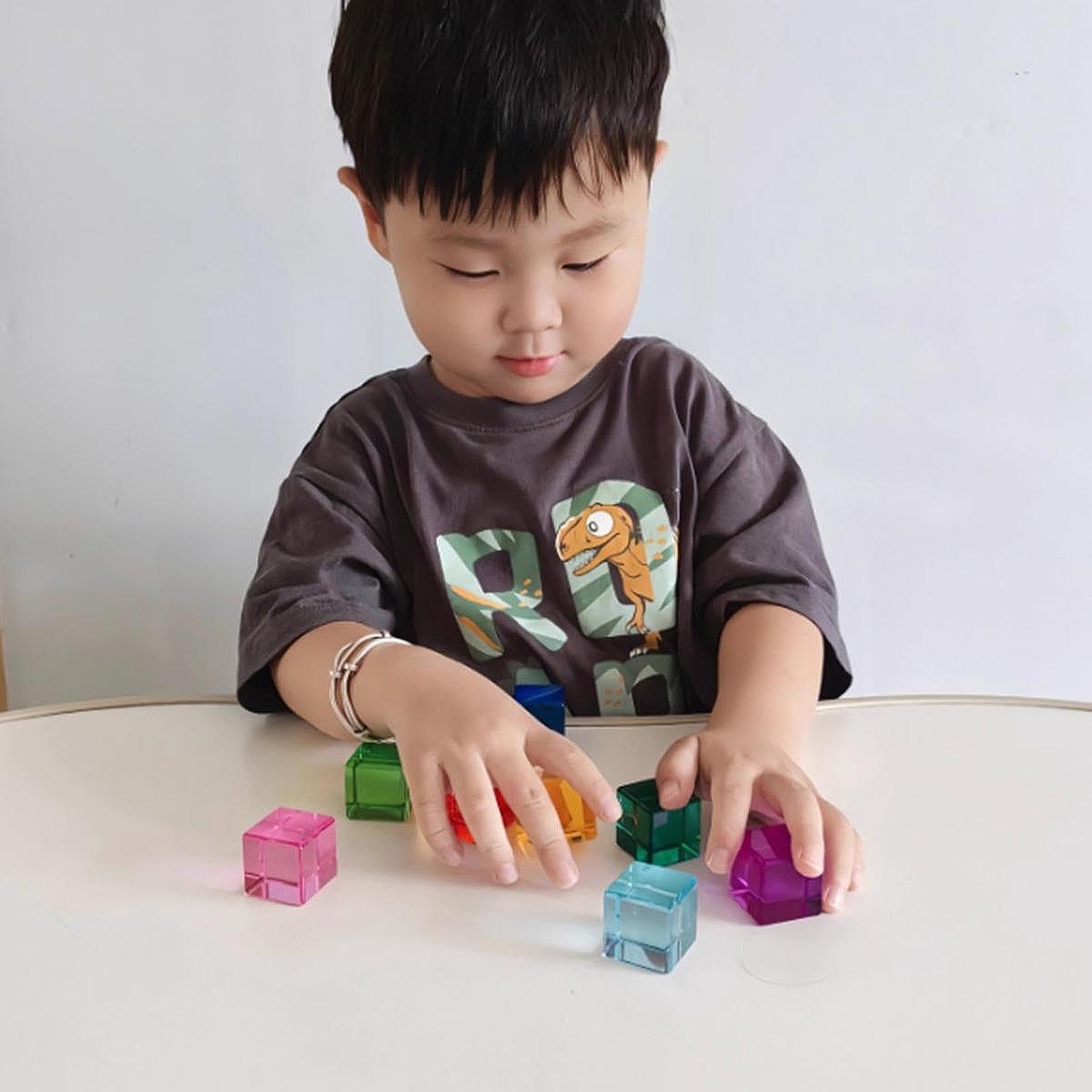Juego de Bloques de Construcción, Juguetes Educativos, Cubos Acrílicos GEM, Bloques para Niños de 3 a 6 años, 20 Piezas