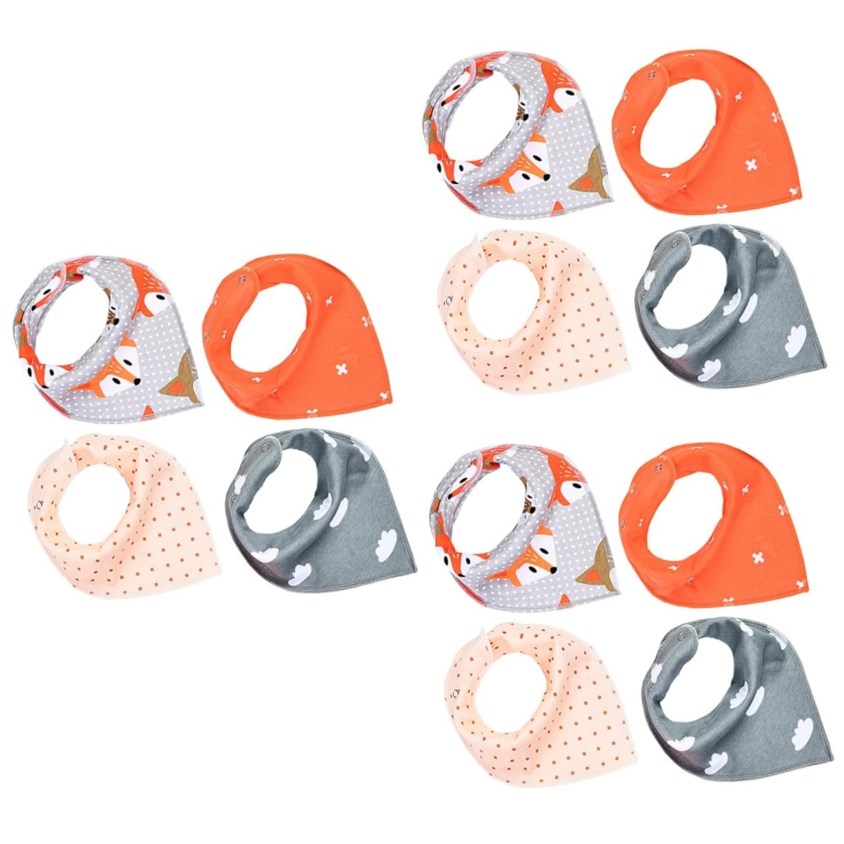 UPKOCH 12piezas Baberos De Algodón Unisex Para Bebés Absorbentes y Ajustables Toallas De Saliva Para Recién Nacidos Protección Goteo y Manchas Diseño Botones Presión Tipo