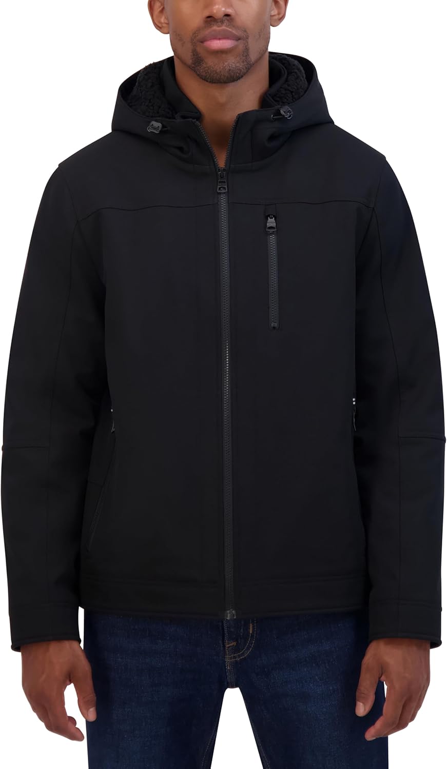 Nautica Men's Sherpa Lined Softshell Jacket – Full Zip, Adjustable Hood, Wind Resistant