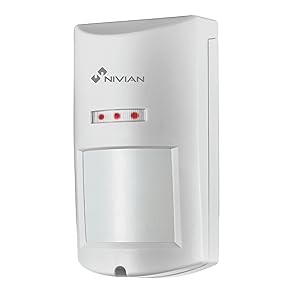 Nivian-Detector de Movimiento inalámbrico Compatible con Alarma Nivian-Apto para Exterior–Inmune a Mascotas de hasta 20Kg-Detección de 12m/100º-Tamper Anti-sabotaje-Fácil instalación sin Cables