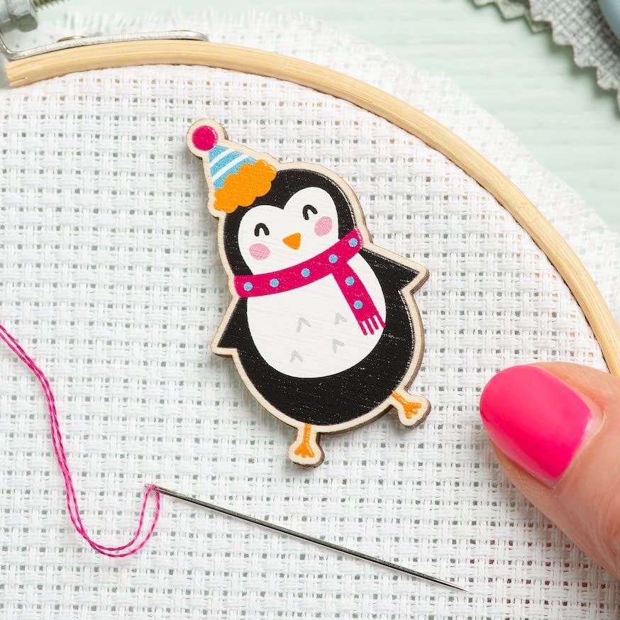 Hawthorn Handmade Penguin Needle Minder for Cross Stitch Embroidery, Sewing & Needlework Accessories. Magnetic Needle Holder