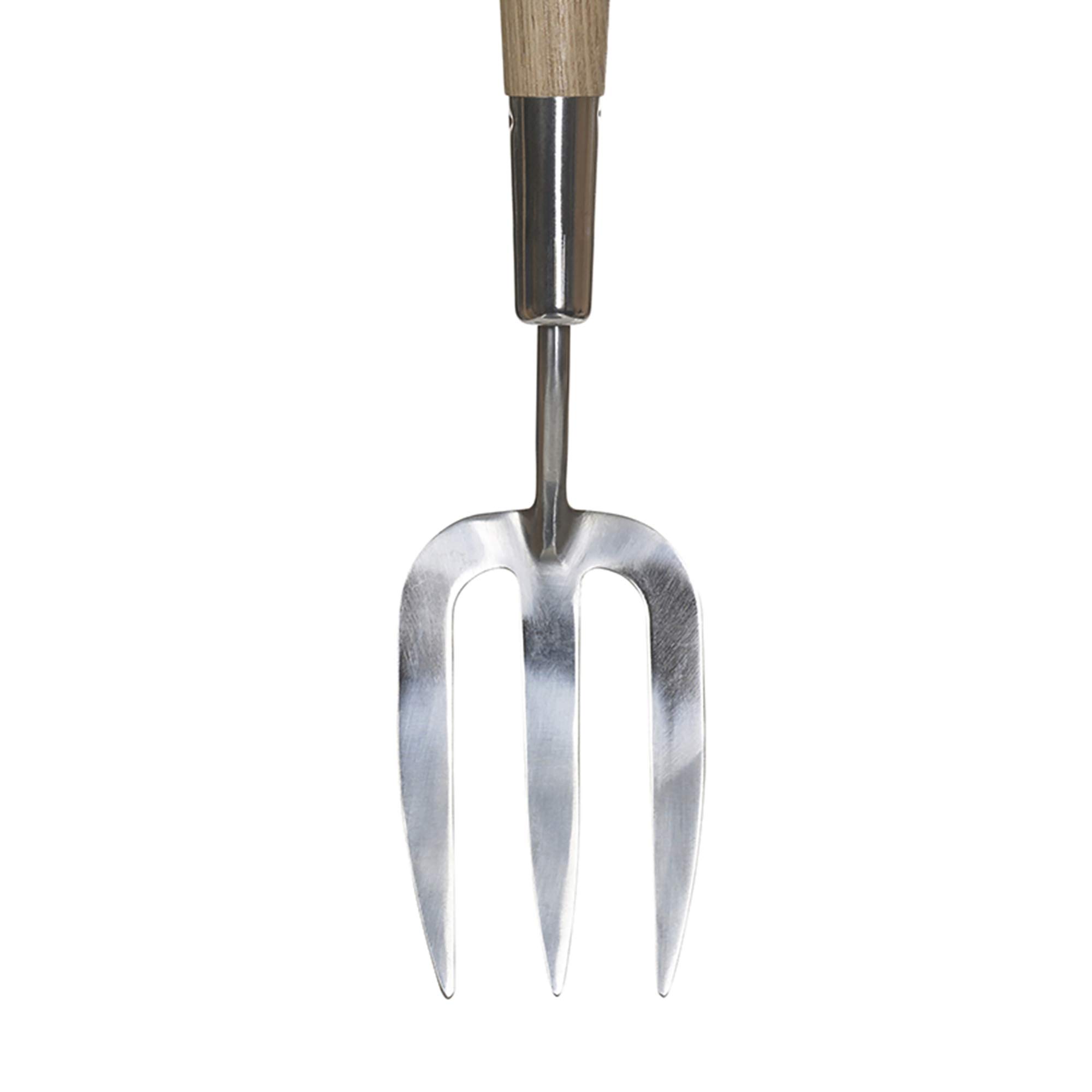 Kent & Stowe Forchetta lunga da giardino – Forcone giardinaggio in acciaio inossidabile, rastrello con manico lungo in frassino, lunghezza: 58,5 cm