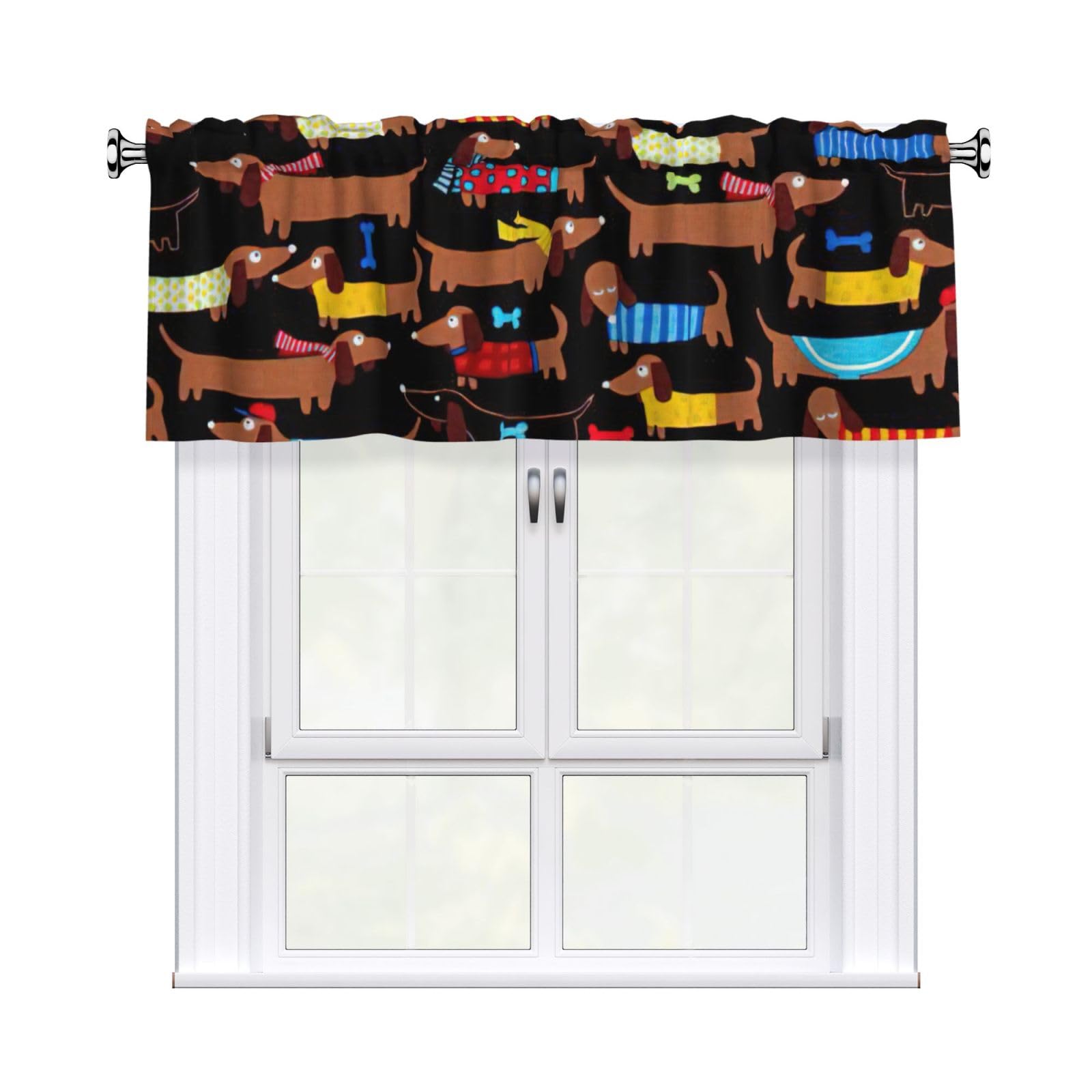 aacxzff I Love My Dog Dachshunds Print Curtain Valance 54"x18" (WxL) for Kitchens Bathrooms Bedrooms Balconies Living Rooms