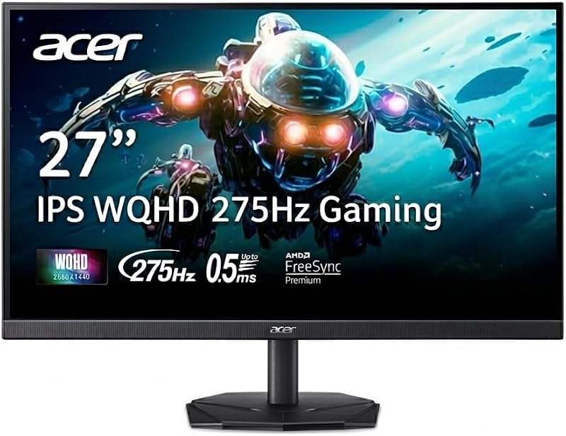 Monitor para juegos Nitro 27in QHD 2560x1440 IPS 275Hz KG271U Z2bmiipx | 0.5ms, AMD FreeSync Premium, 2xHDMI 2.1, DisplayPort, parlante, montable VESA, filtro de luz azul, tecnología sin parpadeo
