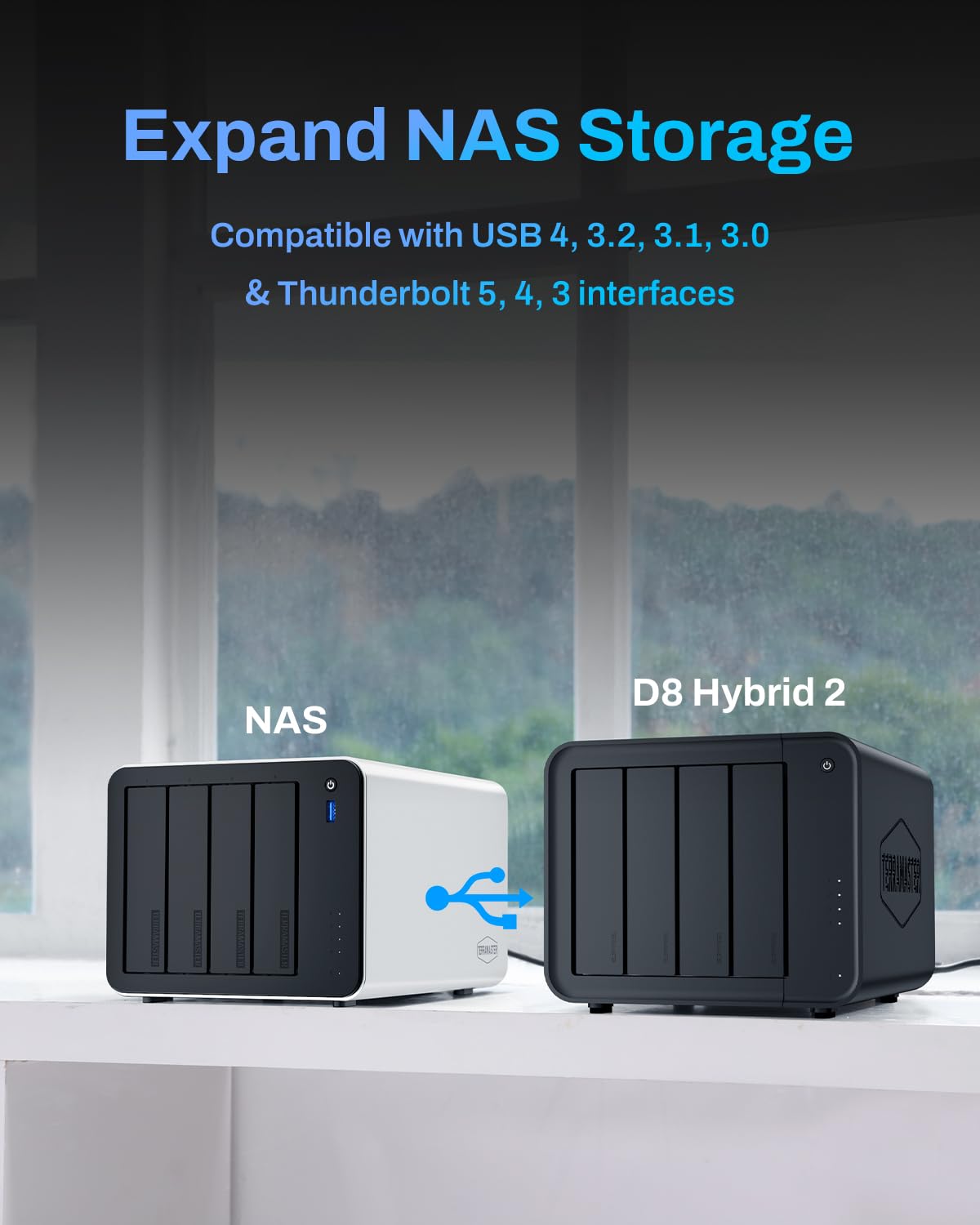 TERRAMASTER D8 Hybrid 2 HDD NVMe Enclosure - 4 HDD + 4 NVMe SSD, USB 3.2 Gen 2 10Gbps Type-C USB Storage, 8 dischi singoli supportati, Plug and Play (senza disco)