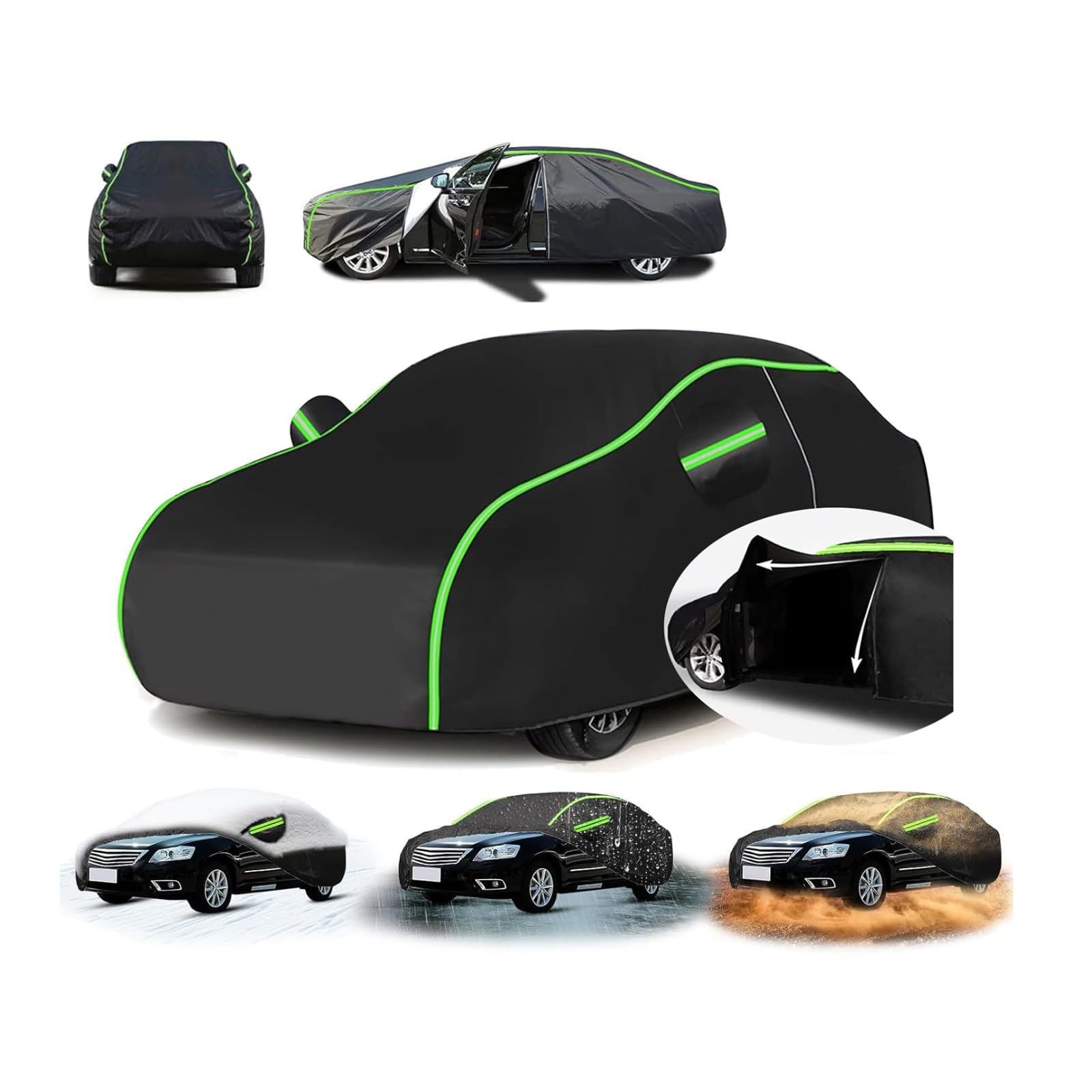 Car Cover for Maserati Shamal (410.2 x 185 x 130cm),Vehicle Weather Guard - Rain/Snow Resistant + UV Protection + Dustproof + Wind Resistant, Reflective Strips