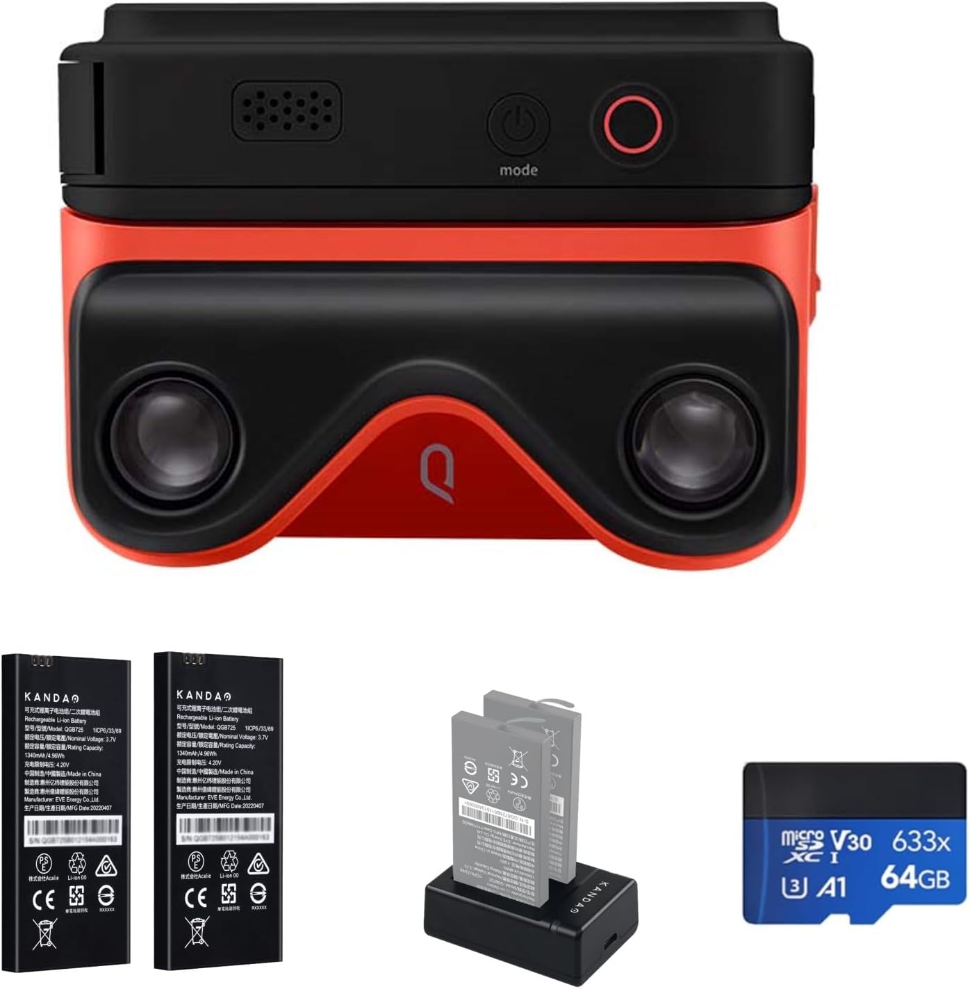 Kandao 3D Camera - 4K 60FPS Capture 3D Instant Camera, 180 Degree 3D Digital Stereoscopic Camera, 3D Video Camera for VR Device with 2.54 Inch Touch Screen, QooCam EGO Pack