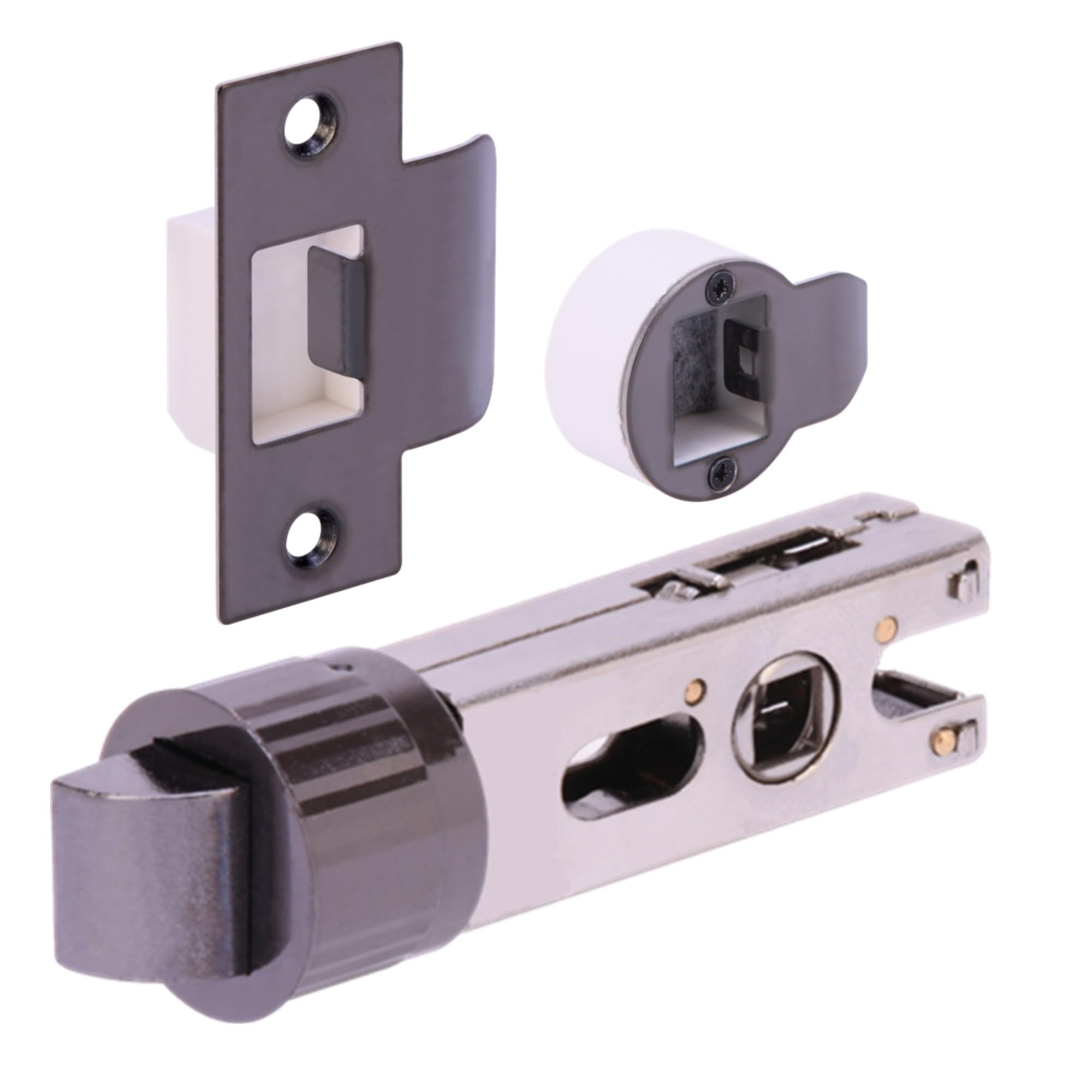 Hunta Black Nickel Handlezone® 76Mm Passage Bullet Latch, Round Designer Mortice Latch, Catch For Internal Timber Doors - 57Mm Backset