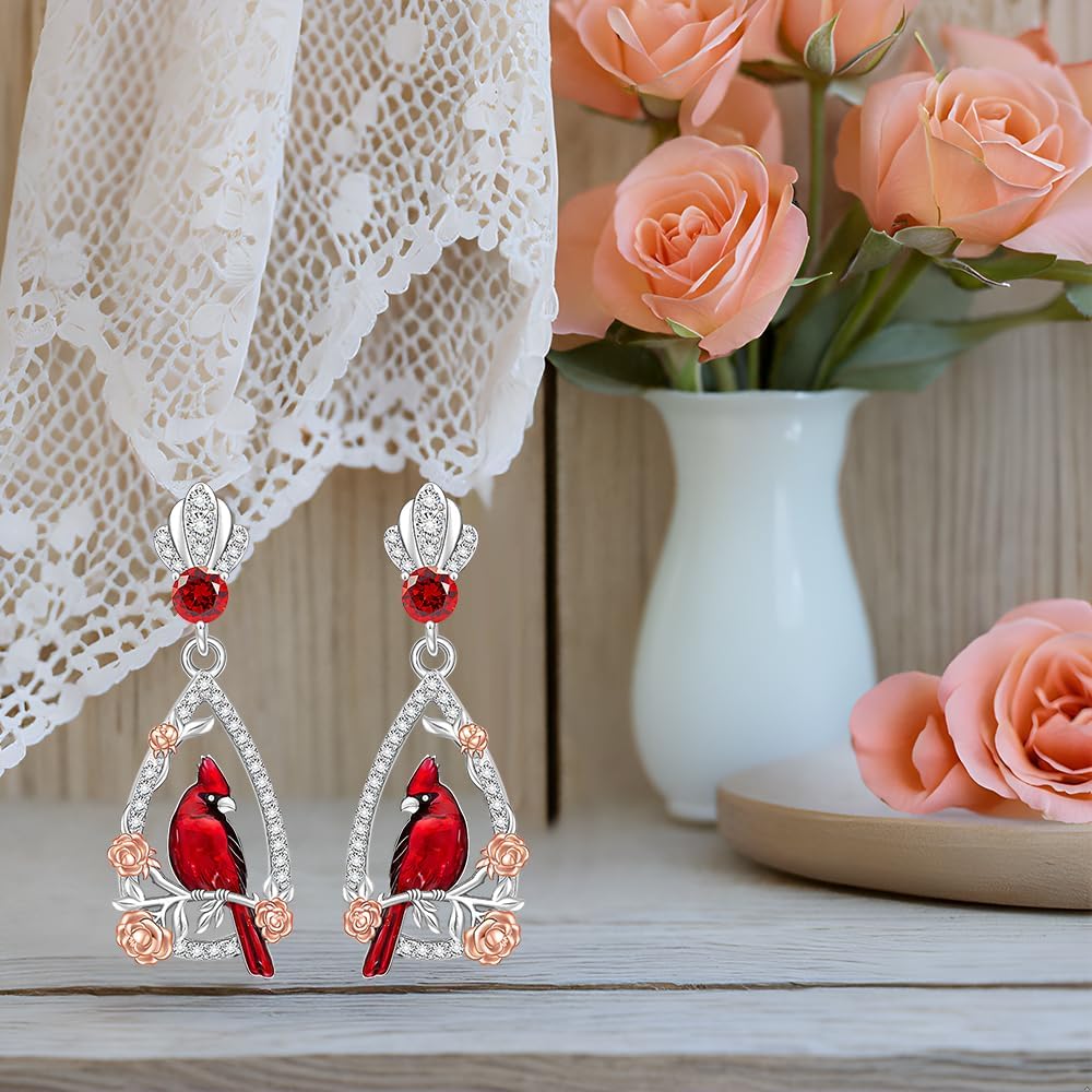 Cardinal Earrings for Women Red Cardinal Earrings Dangle Sterling Silver Bird Cardinals Jewelry Memorial Mothers Day Gifts - Image 7