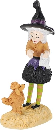 Estatua de bruja de Halloween pintada a mano, figura de bruja, decoración de Halloween, manualidades de resina, adorno creativo de escritorio para