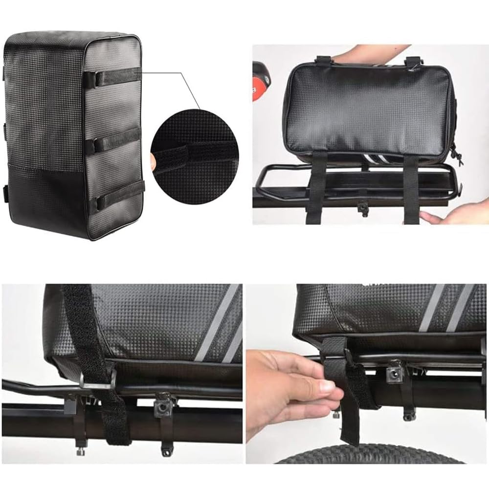 Portapacchi per Bicicletta Riflettente, Borsa Posteriore Bici, Borsa Bici Posteriore Cremagliera, con Strisce Riflettenti e Cerniera Impermeabile, per Gli Articoli per Trasporto di Biciclette, 15 L