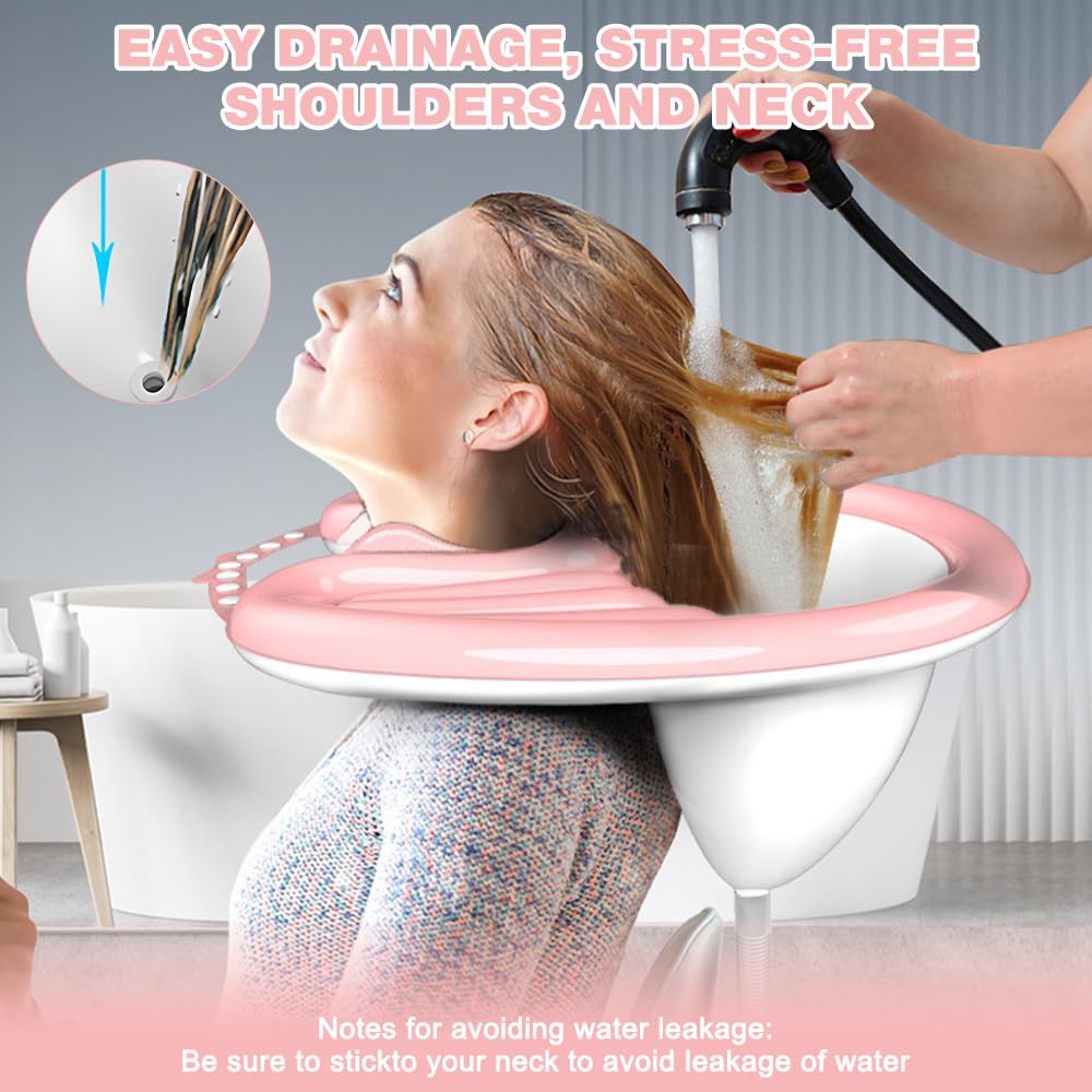 Aufblasbares Haarwaschbecken, Mobiles Shampoo Waschbecken, Tragbares Shampoo-Becken, Faltbares Haarwaschbecken, Haarwaschwanne mit Luftpumpe und Drainage für Behinderte, ältere, Schwangere