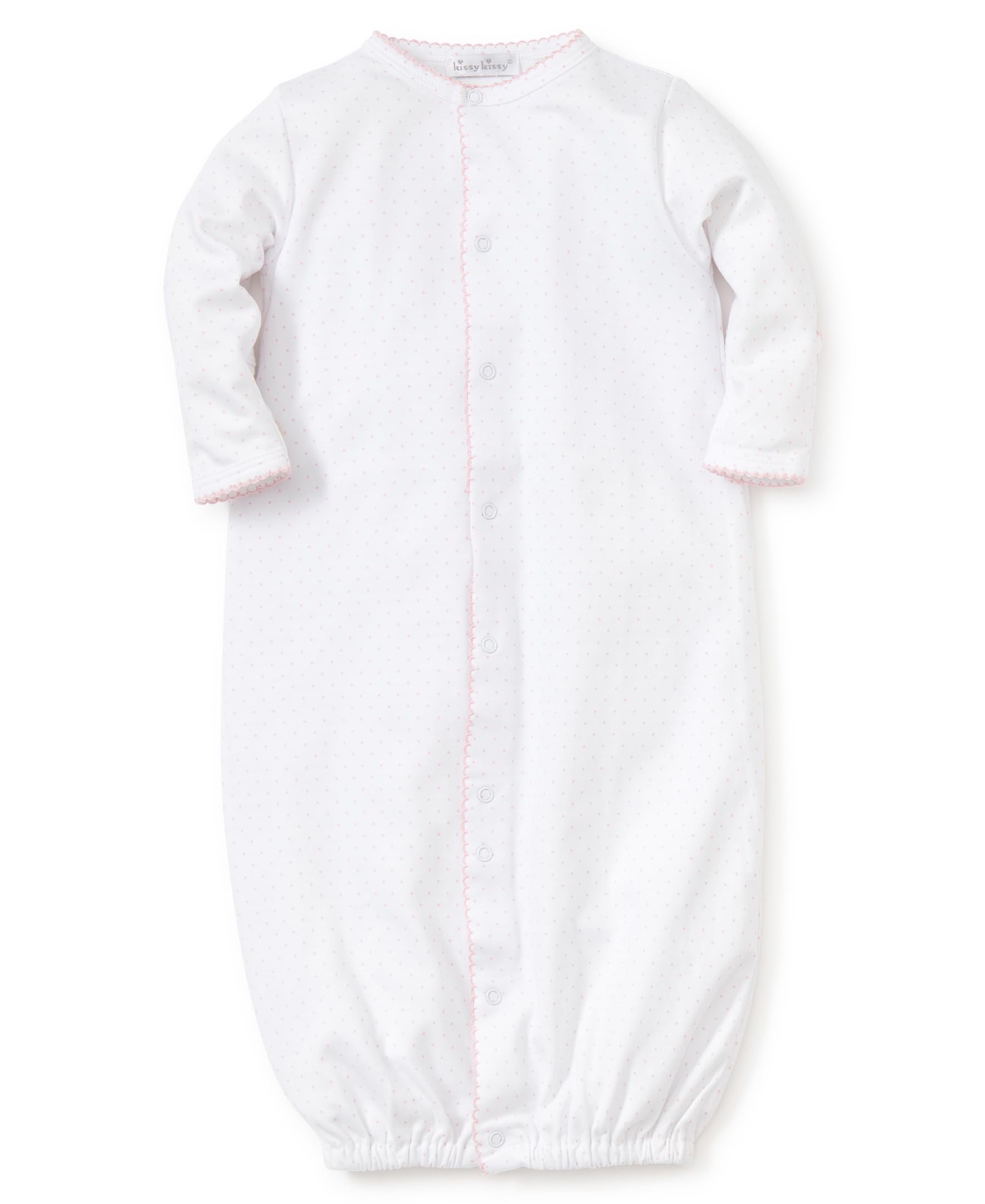 kissy kissy Baby Girls New Kissy Dots Print Convertible Nightgown, White/Pink, Newborn