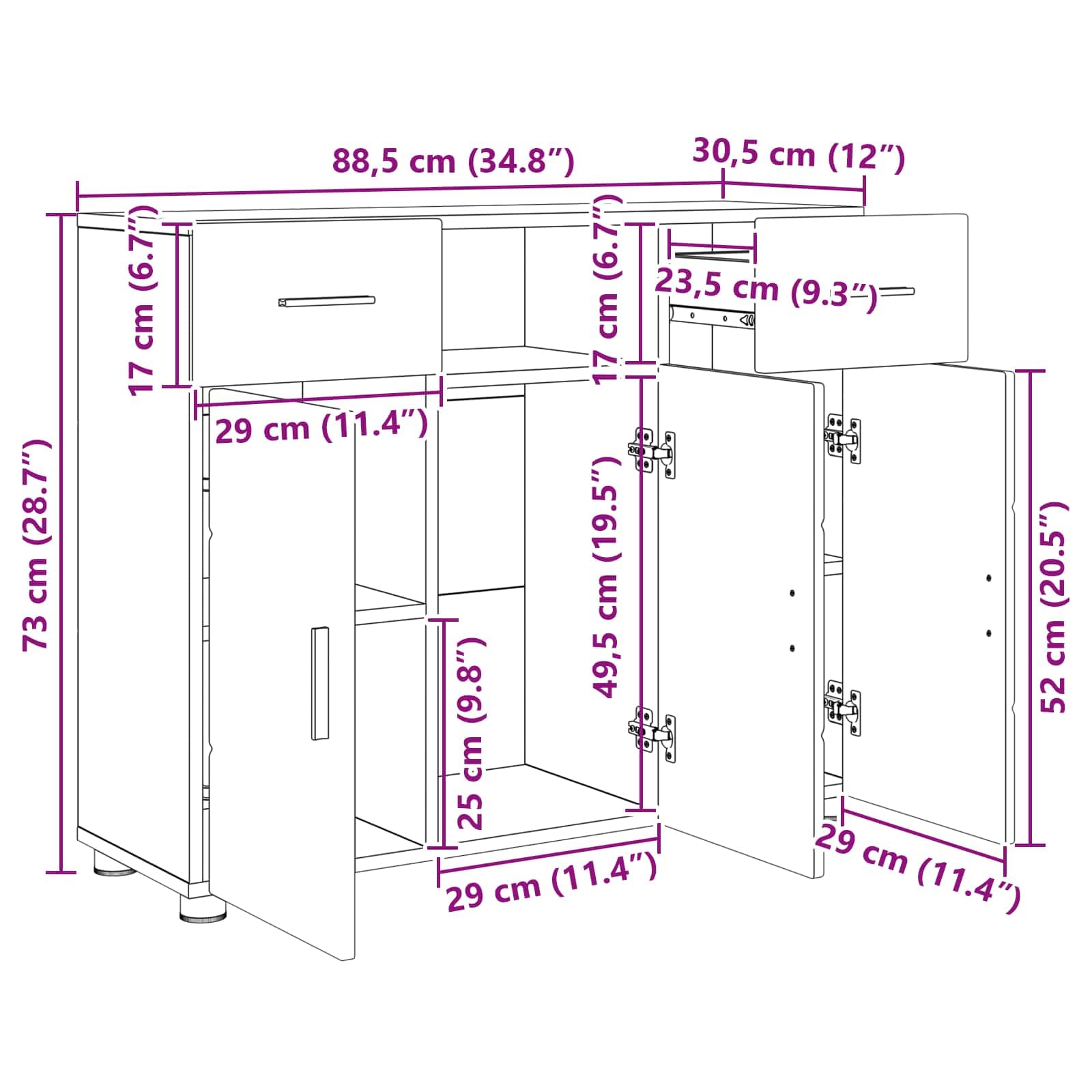 Armadio in legno di rovere affumicato con 3 ante, 2 cassetti, 3 ripiani, opaco, rettangolare, ideale per soggiorno, casa, ufficio, set di mobili moderni
